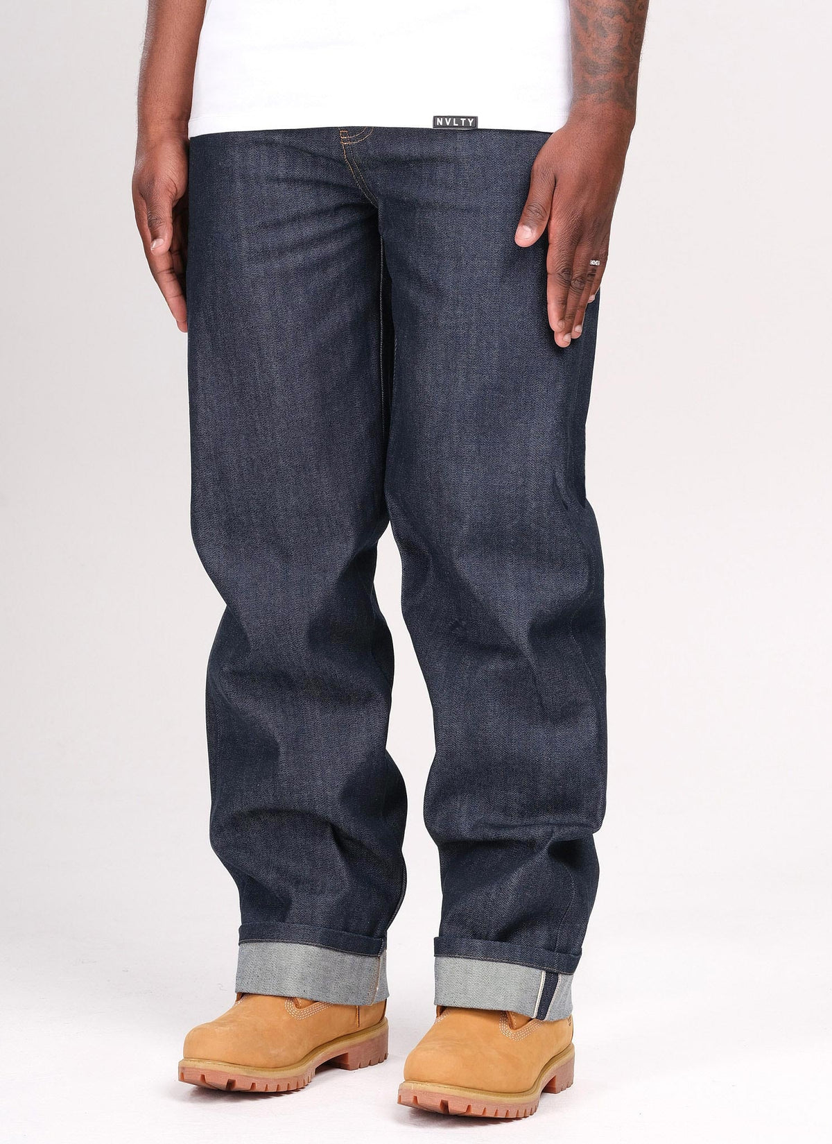 Jean structuré à lisière - Indigo