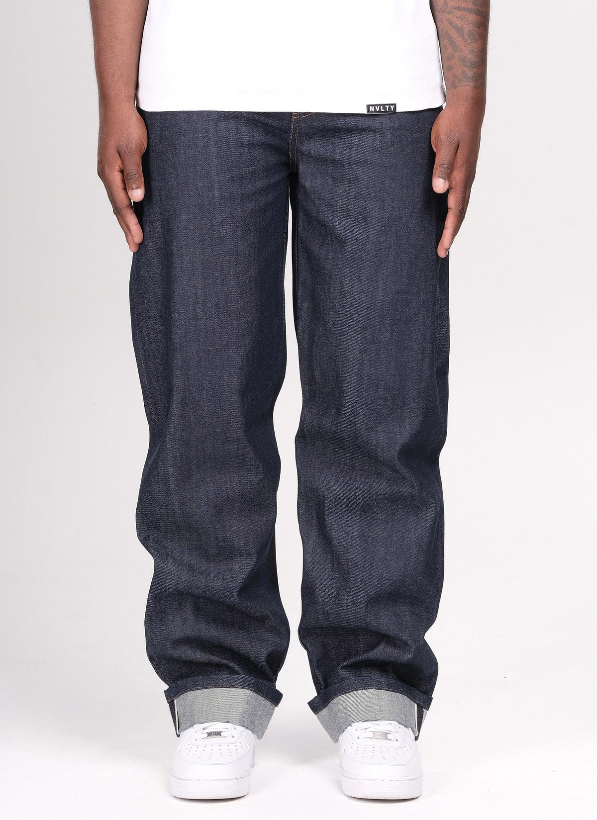Jean structuré à lisière - Indigo