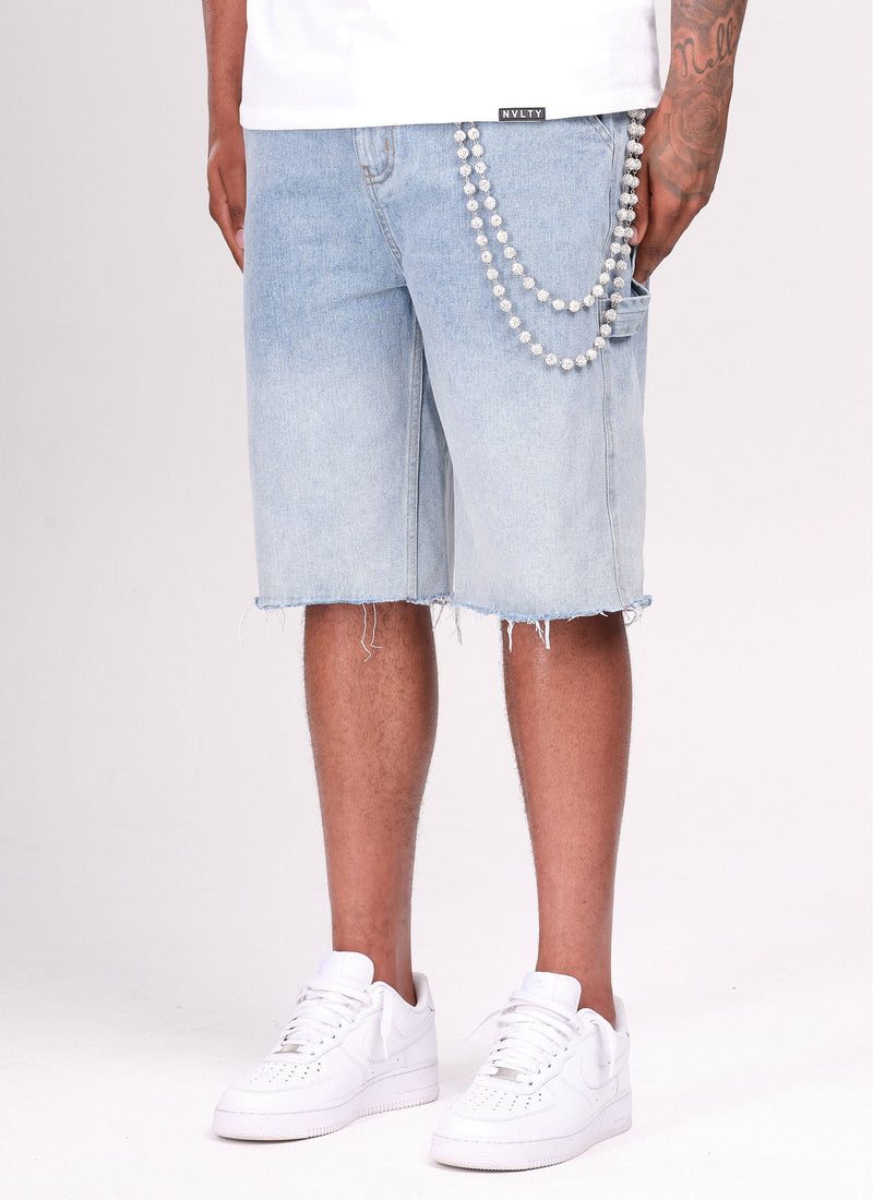 Short en jean vintage délavé profond - Bleu