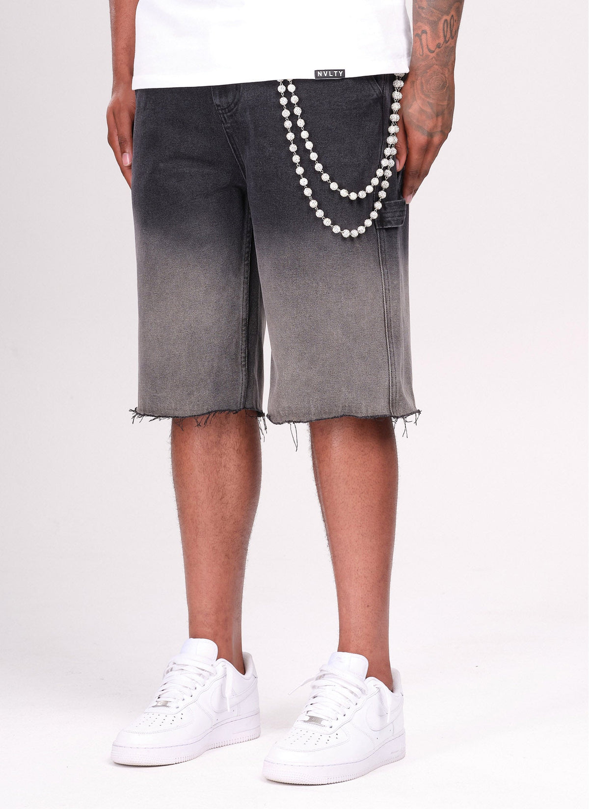Short en jean vintage délavé profond - Noir