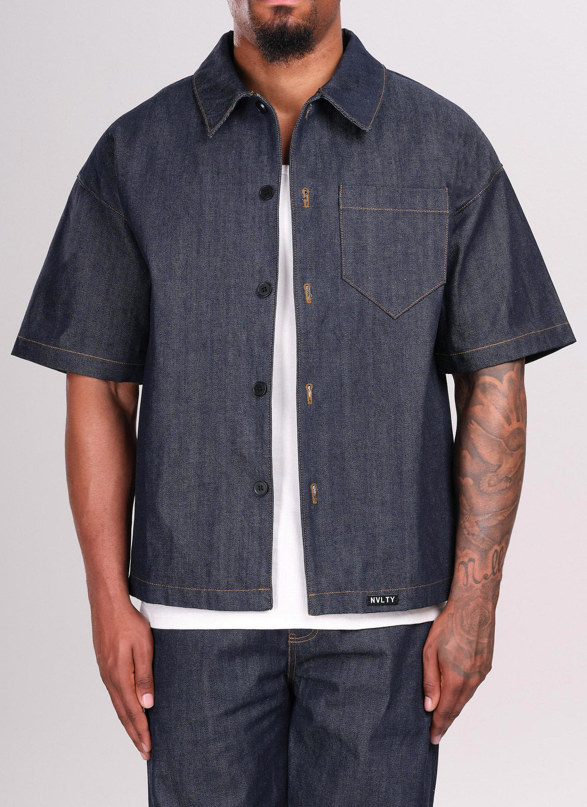 Chemise en jean structurée à lisière - Indigo