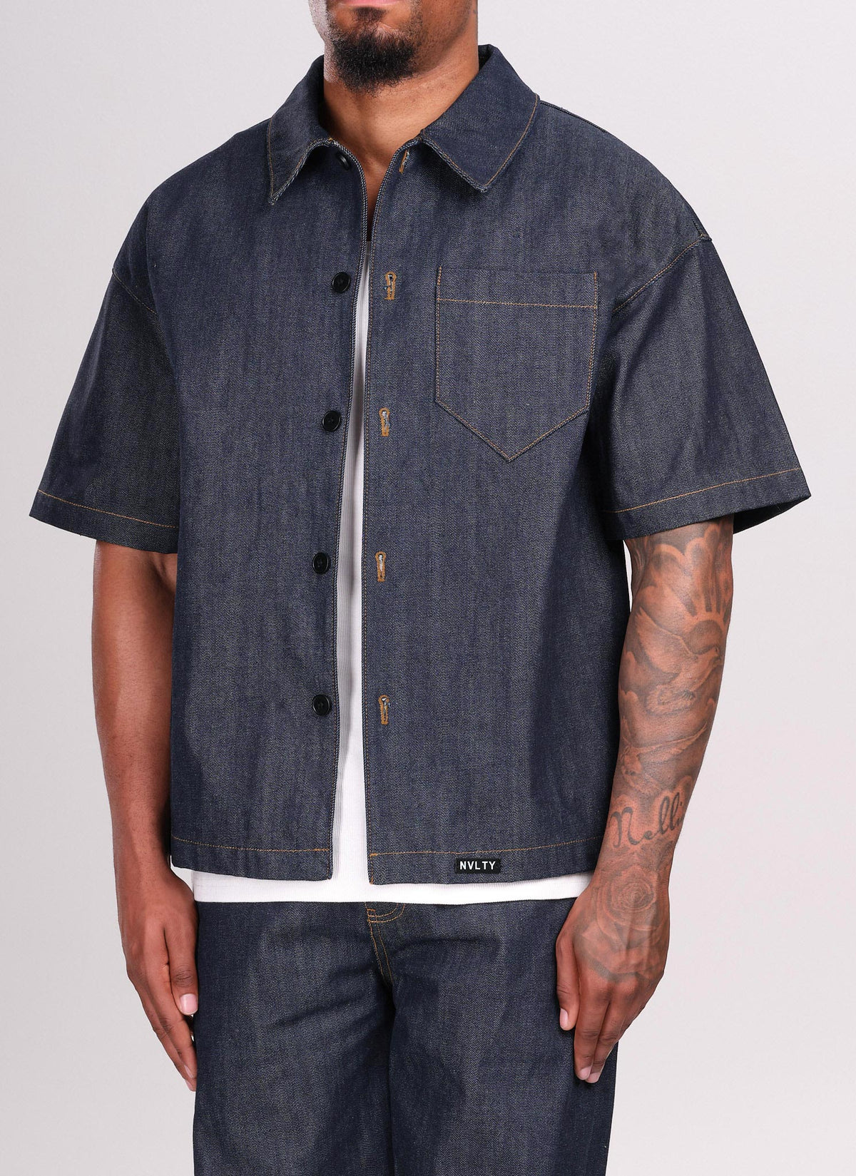 Chemise en jean structurée à lisière - Indigo