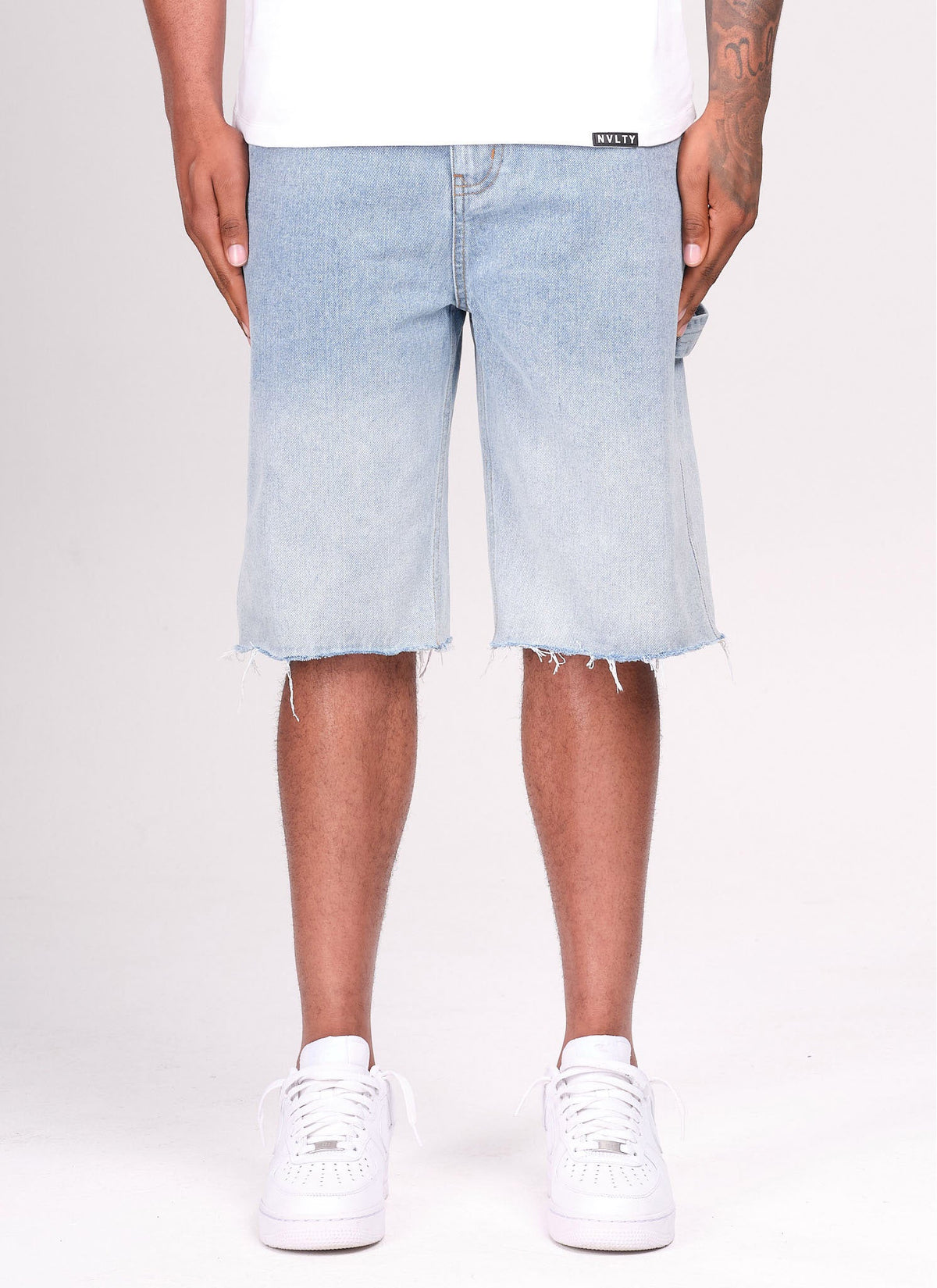 Short en jean vintage délavé profond - Bleu