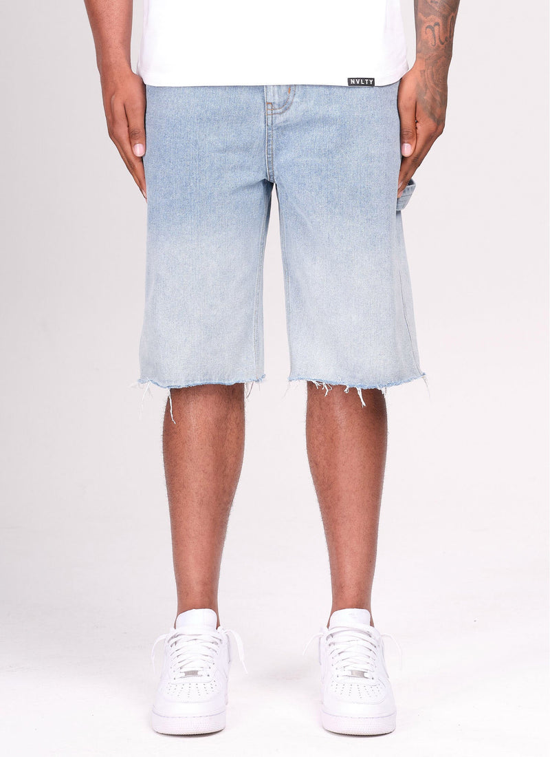 Short en jean vintage délavé profond - Bleu