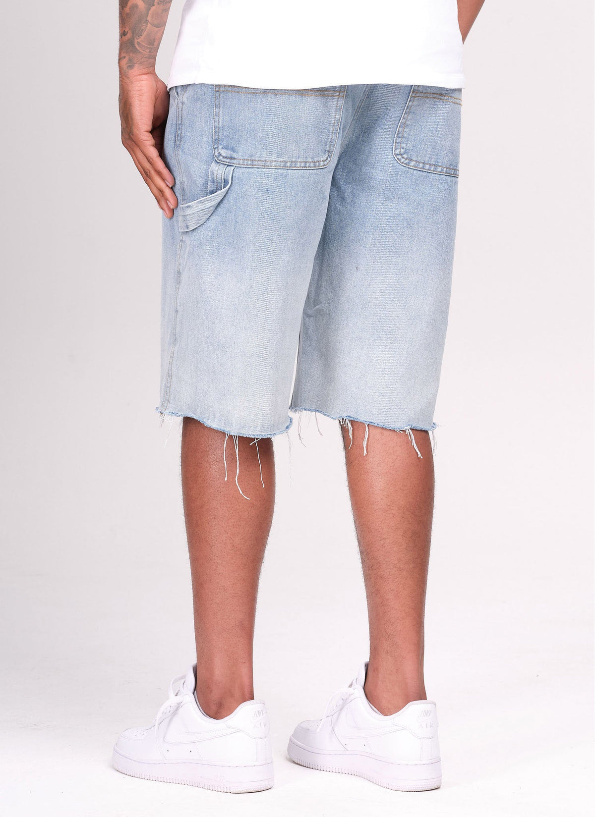 Short en jean vintage délavé profond - Bleu