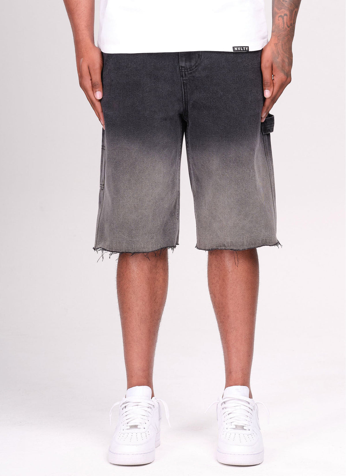 Short en jean vintage délavé profond - Noir