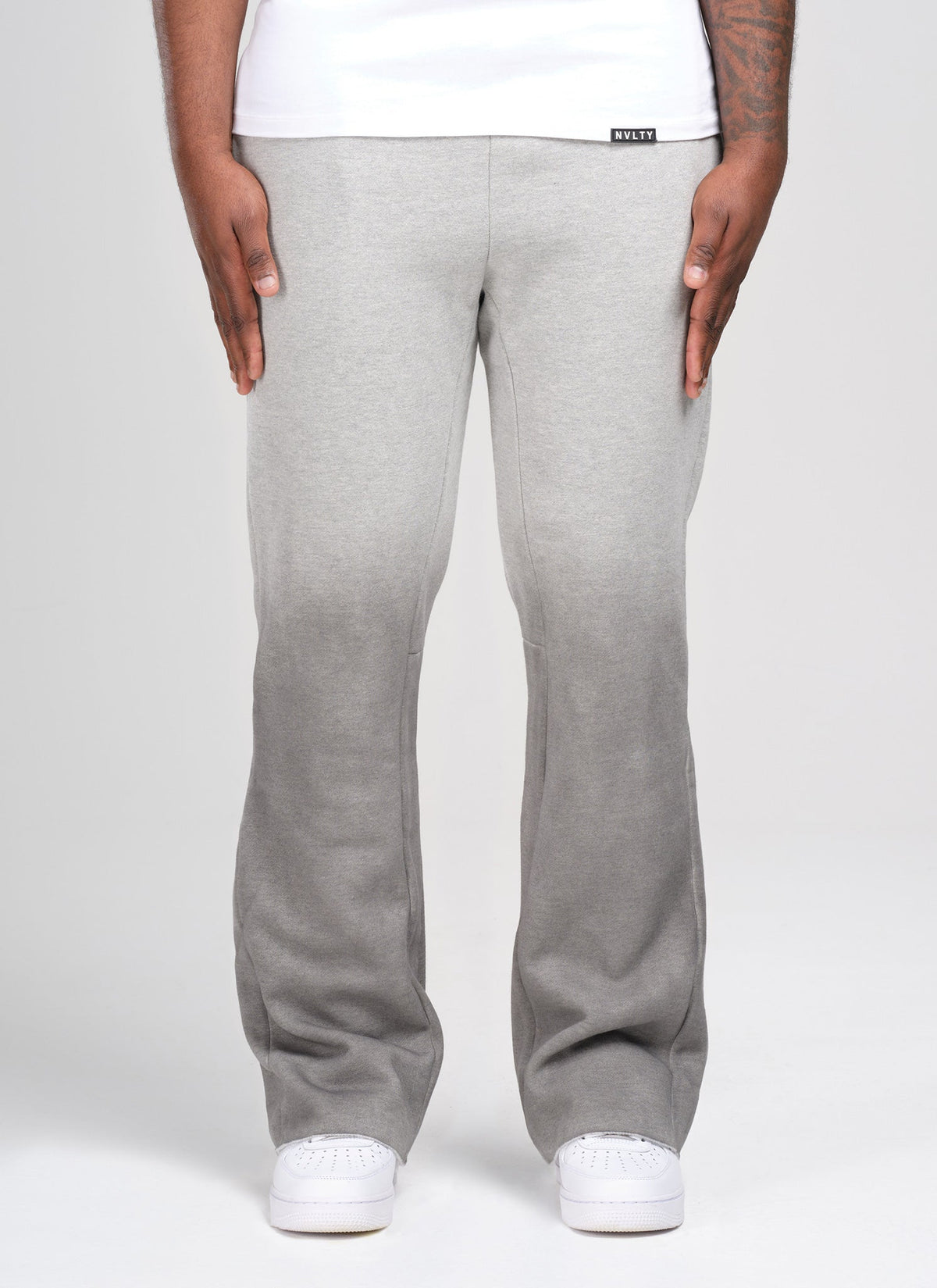 Pantalon de jogging vintage évasé à effet dégradé profond - Gris