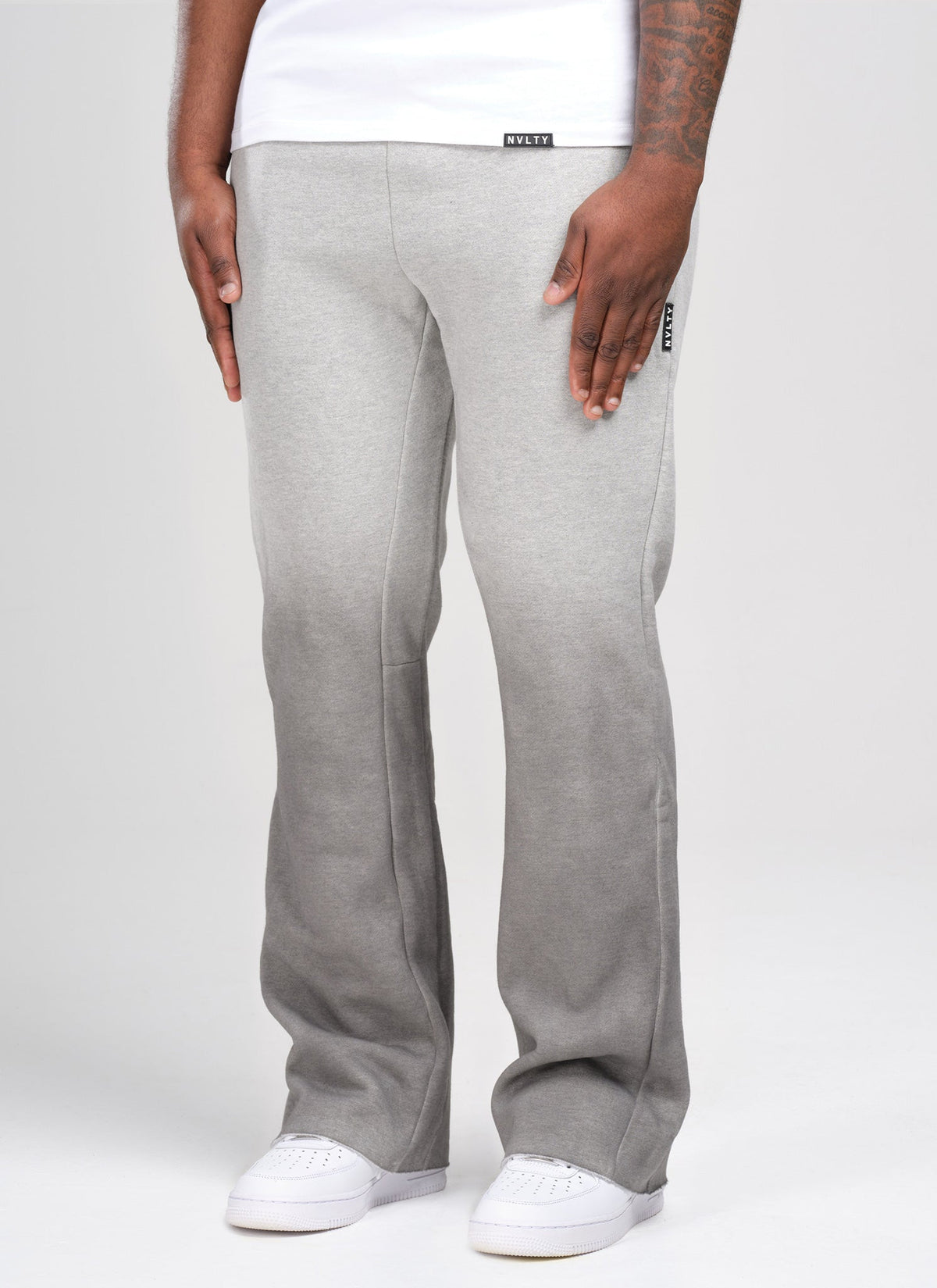 Pantalon de jogging vintage évasé à effet dégradé profond - Gris