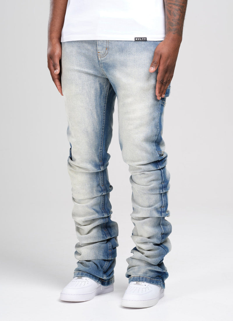 Vintage Flare Jeans mit Stickerei - Blau