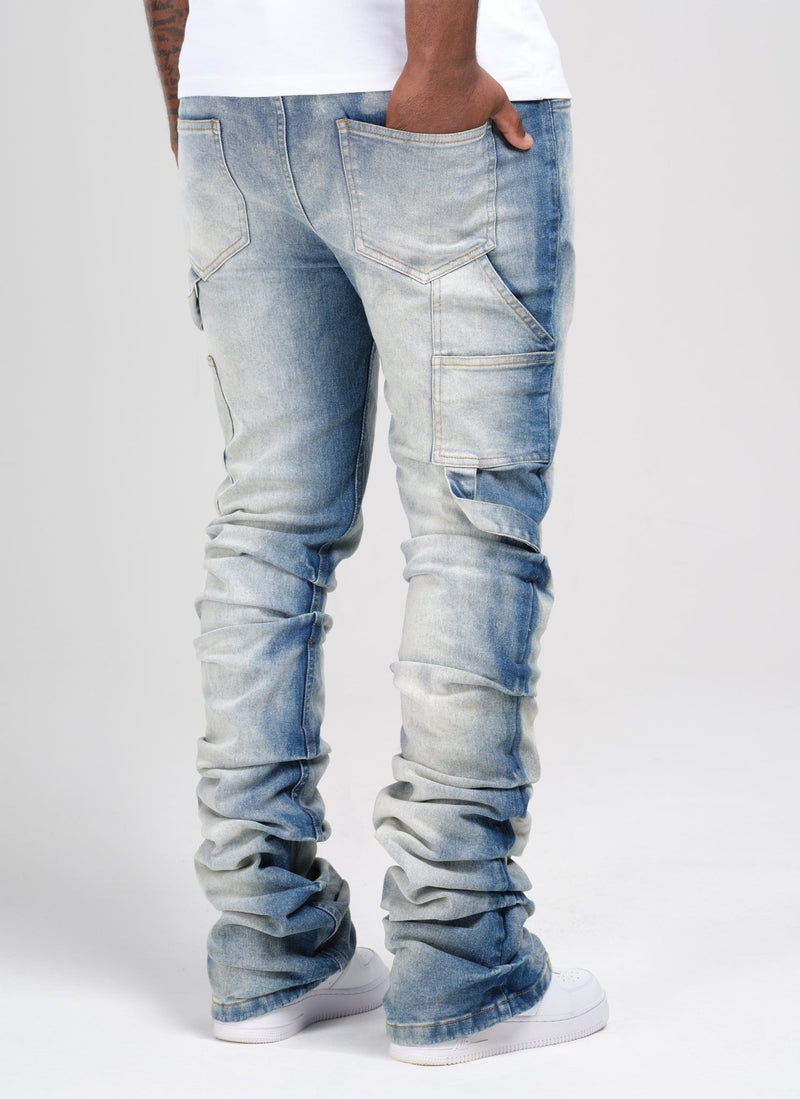 Vintage Flare Jeans mit Stickerei - Blau