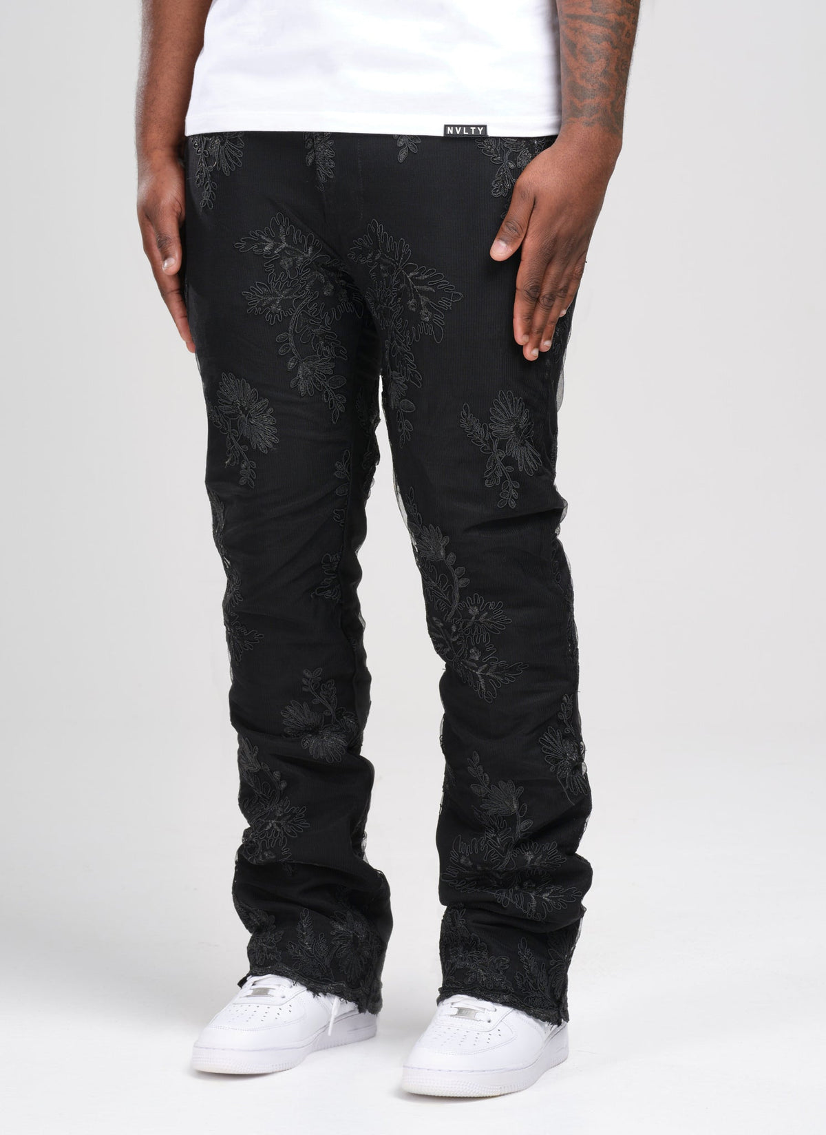 Jean fleuri vintage - Noir
