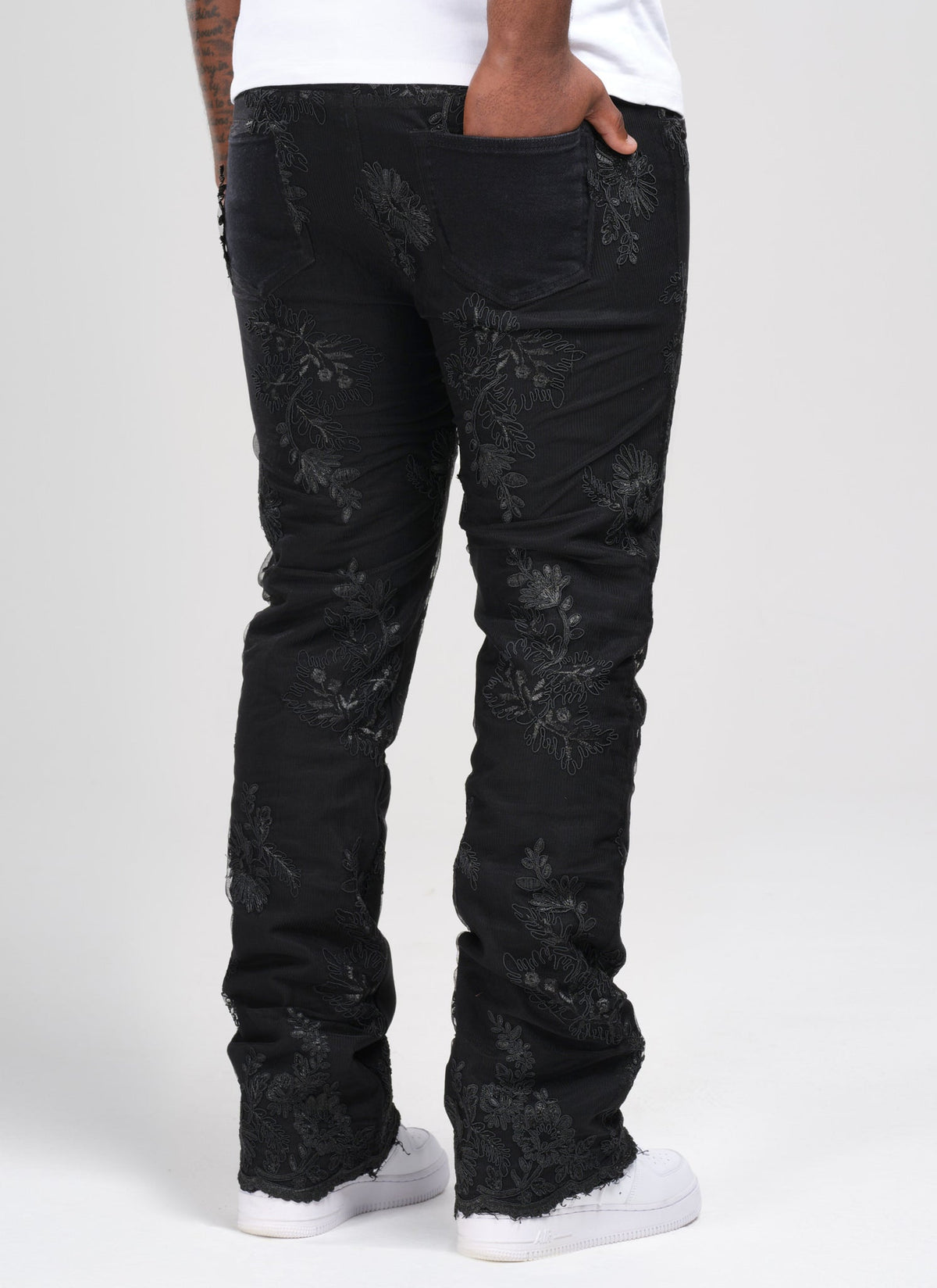Jean fleuri vintage - Noir
