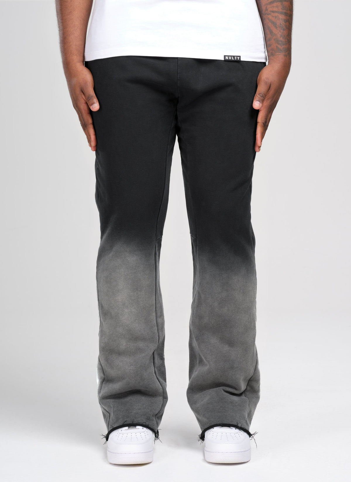 Pantalon de jogging vintage évasé à effet dégradé profond - Noir
