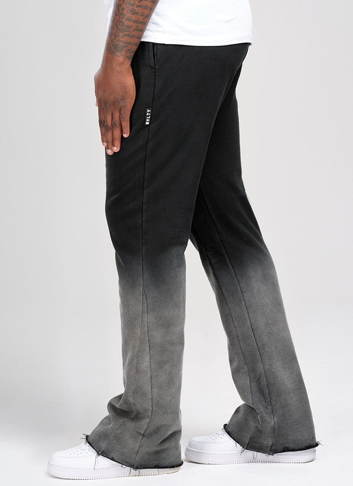 Pantalon de jogging vintage évasé à effet dégradé profond - Noir