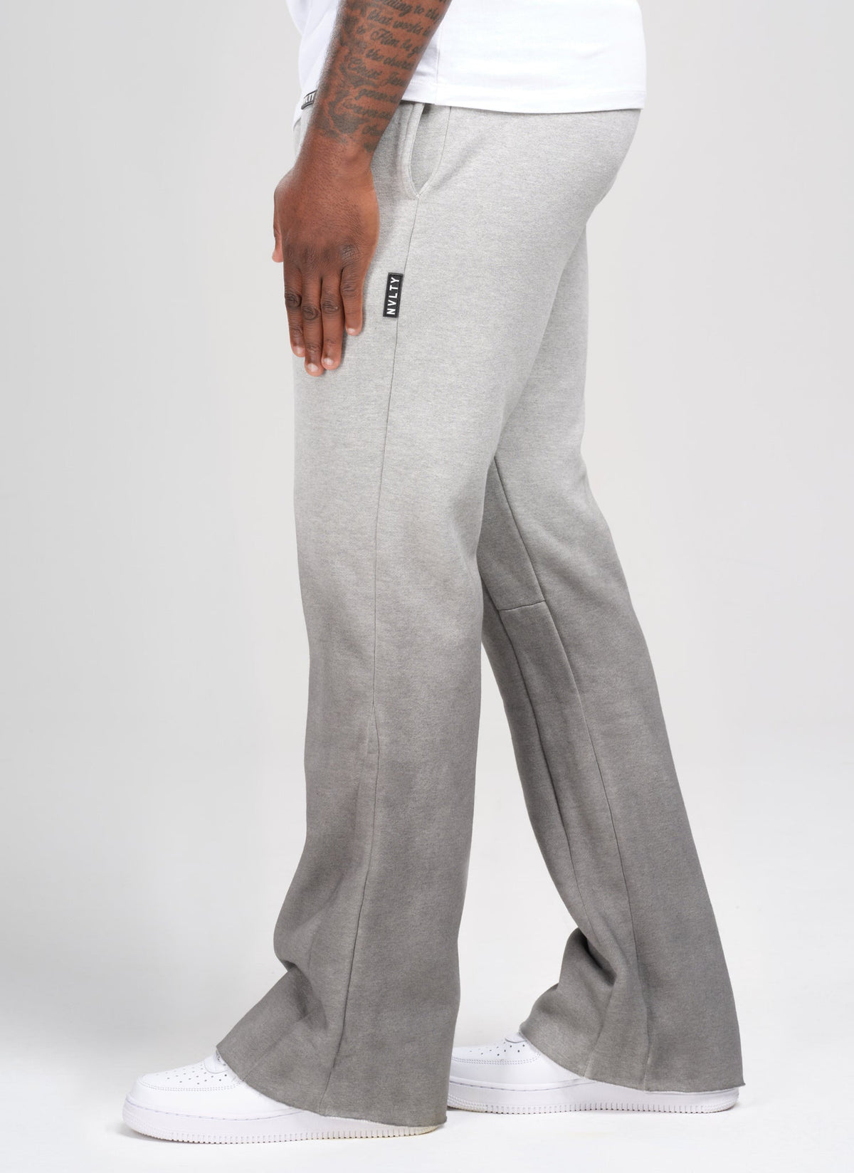 Pantalon de jogging vintage évasé à effet dégradé profond - Gris