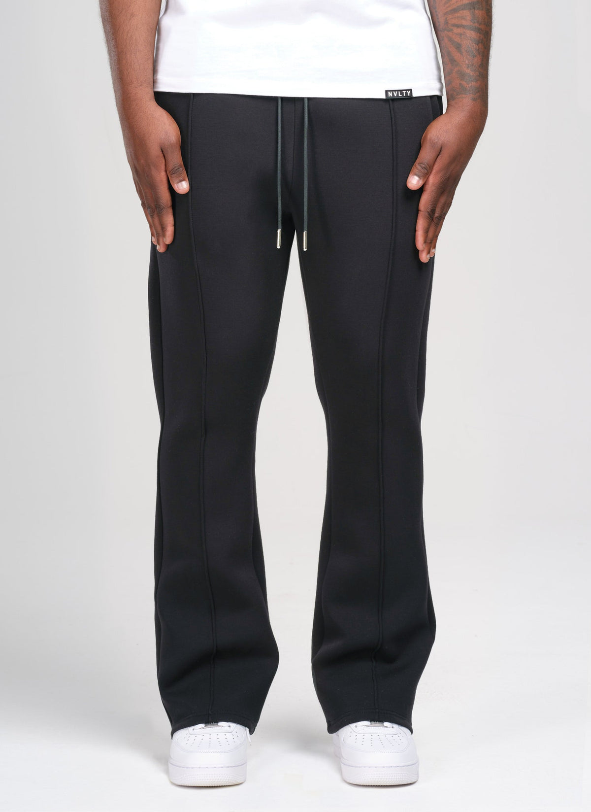 Pantalon de jogging Scuba structuré à plis évasés - Noir