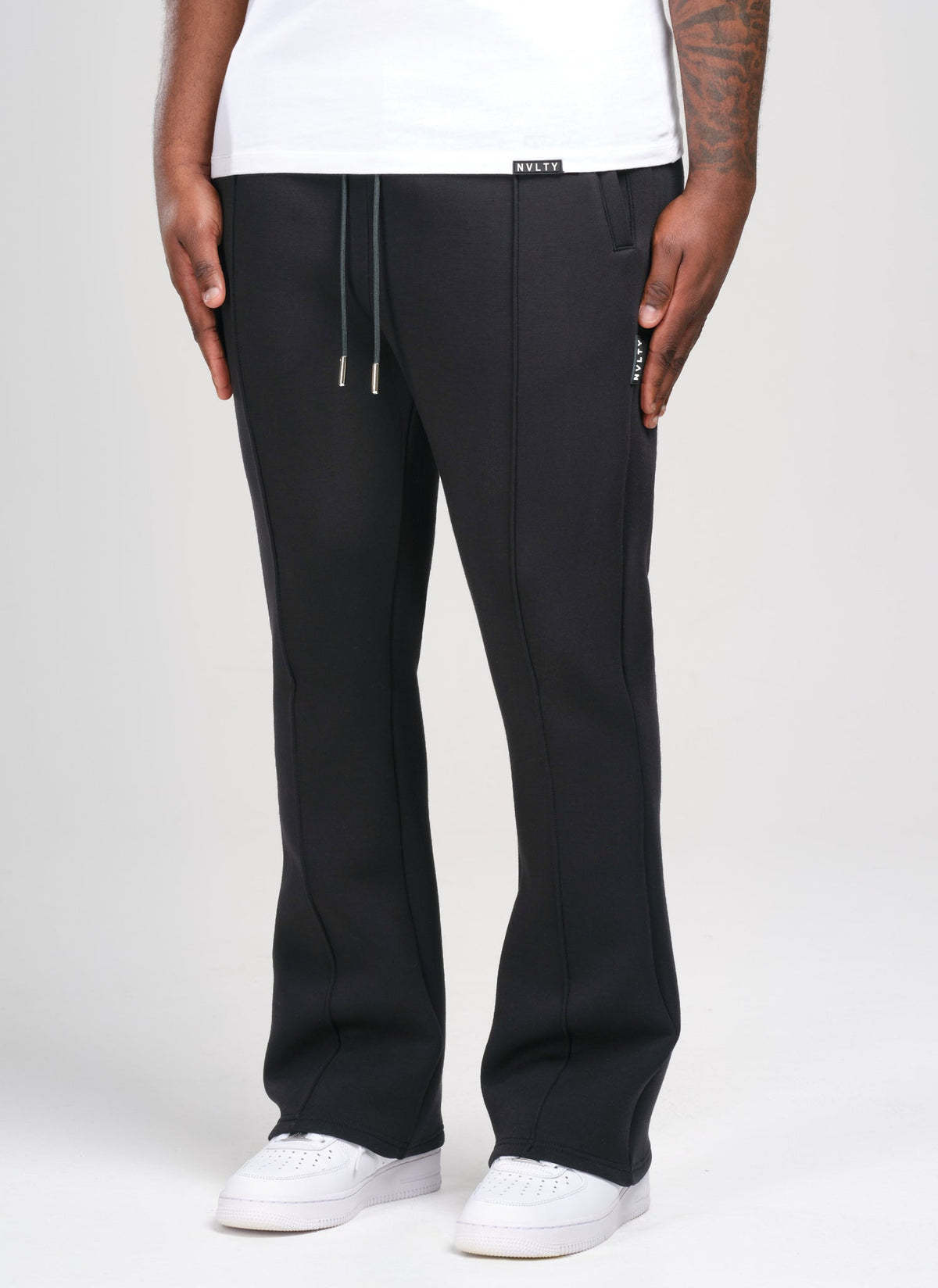 Pantalon de jogging Scuba structuré à plis évasés - Noir