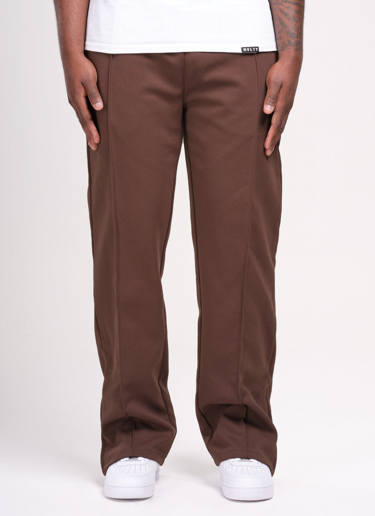 Pantalon à plis en sergé - Marron