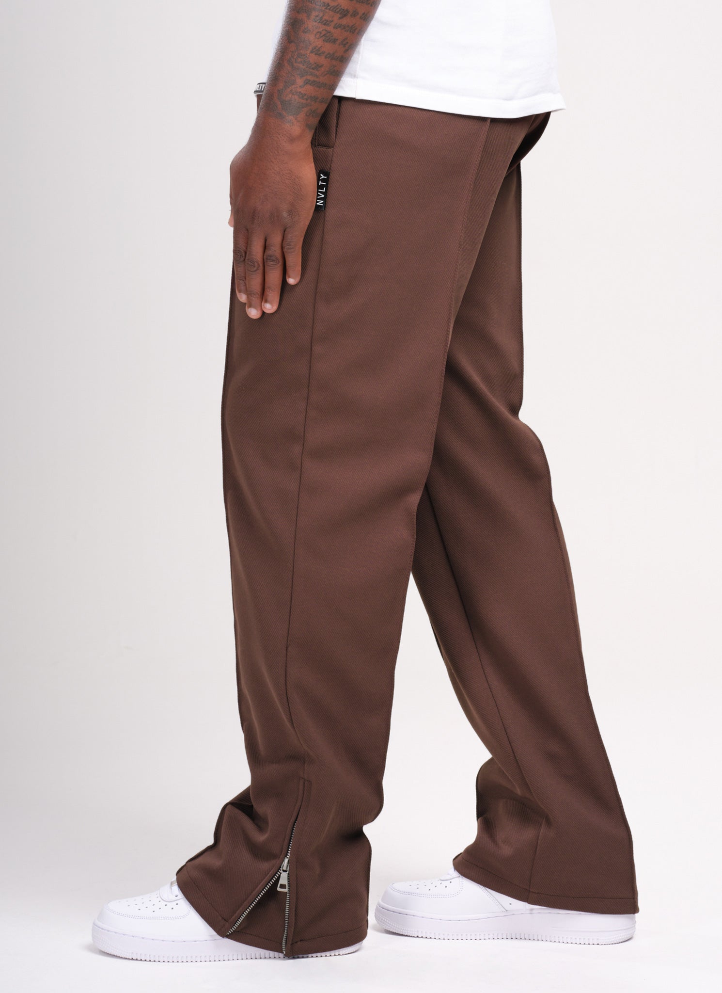 Twill Pleat Pants - Brown