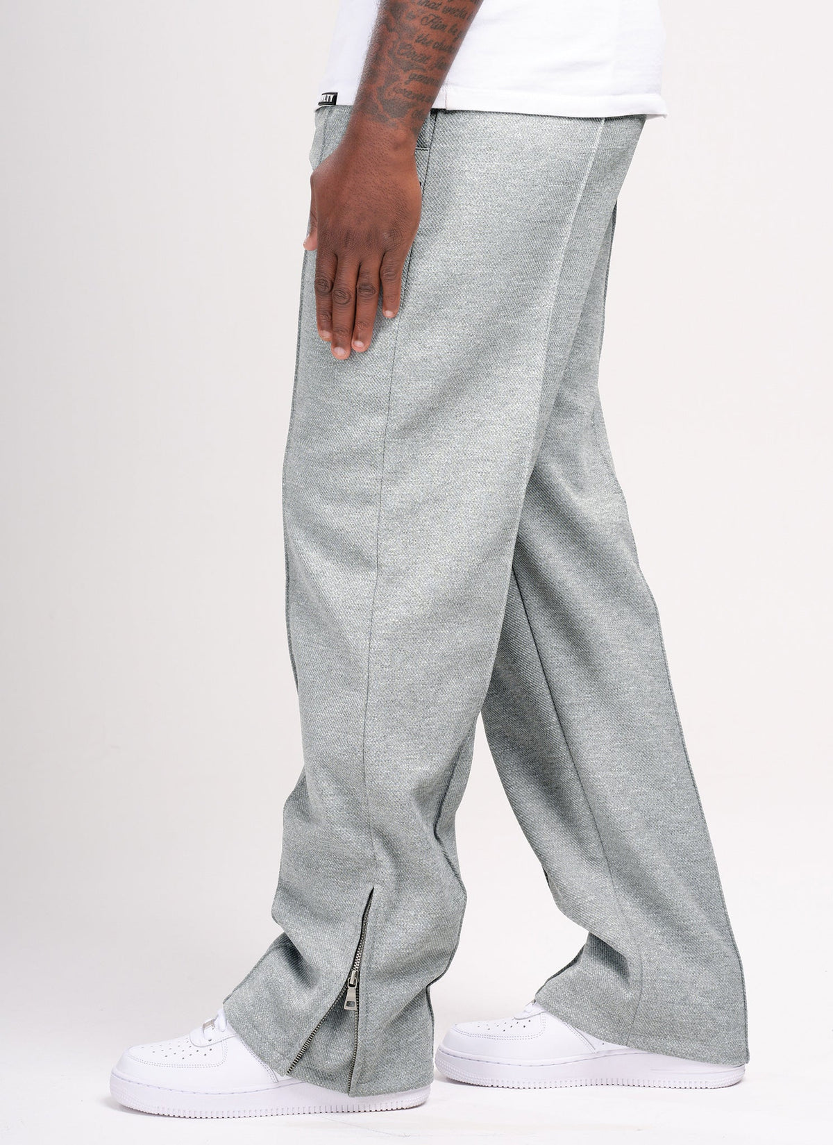 Pantalon à plis en sergé - Gris