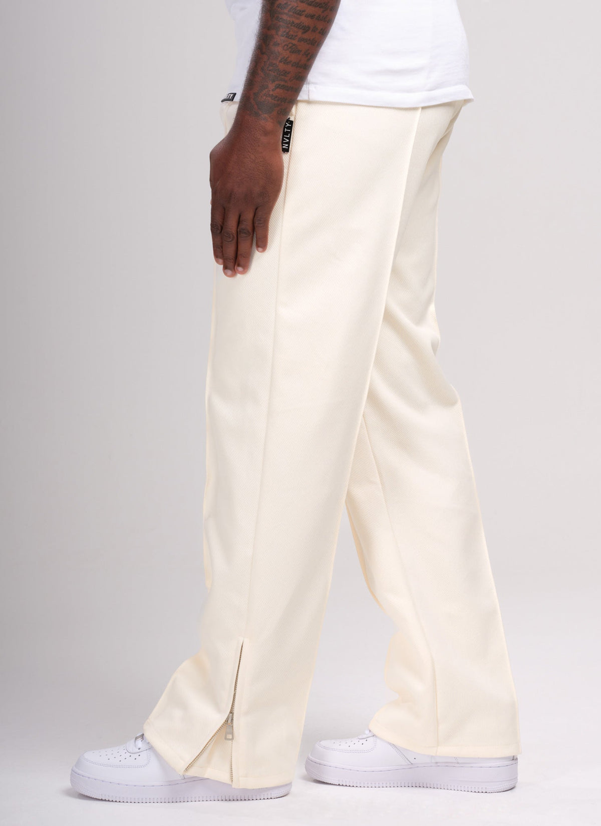 Pantalon à plis en sergé - Ivoire