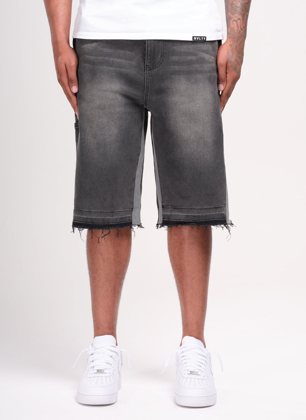 Vintage Flare Denim Shorts - Schwarz