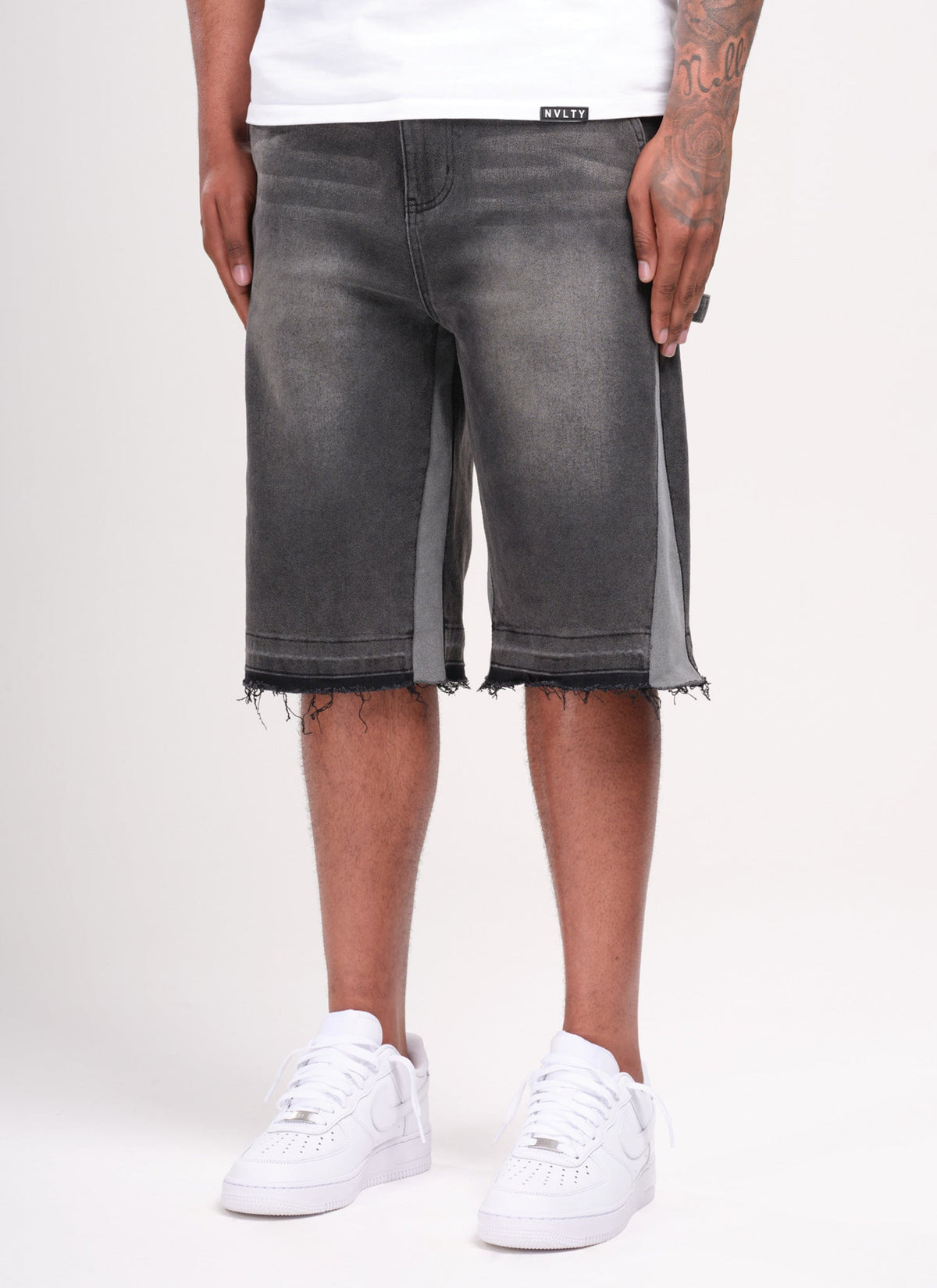 Vintage Flare Denim Shorts - Schwarz
