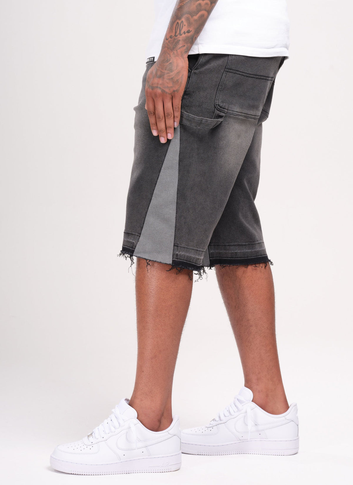 Vintage Flare Denim Shorts - Schwarz