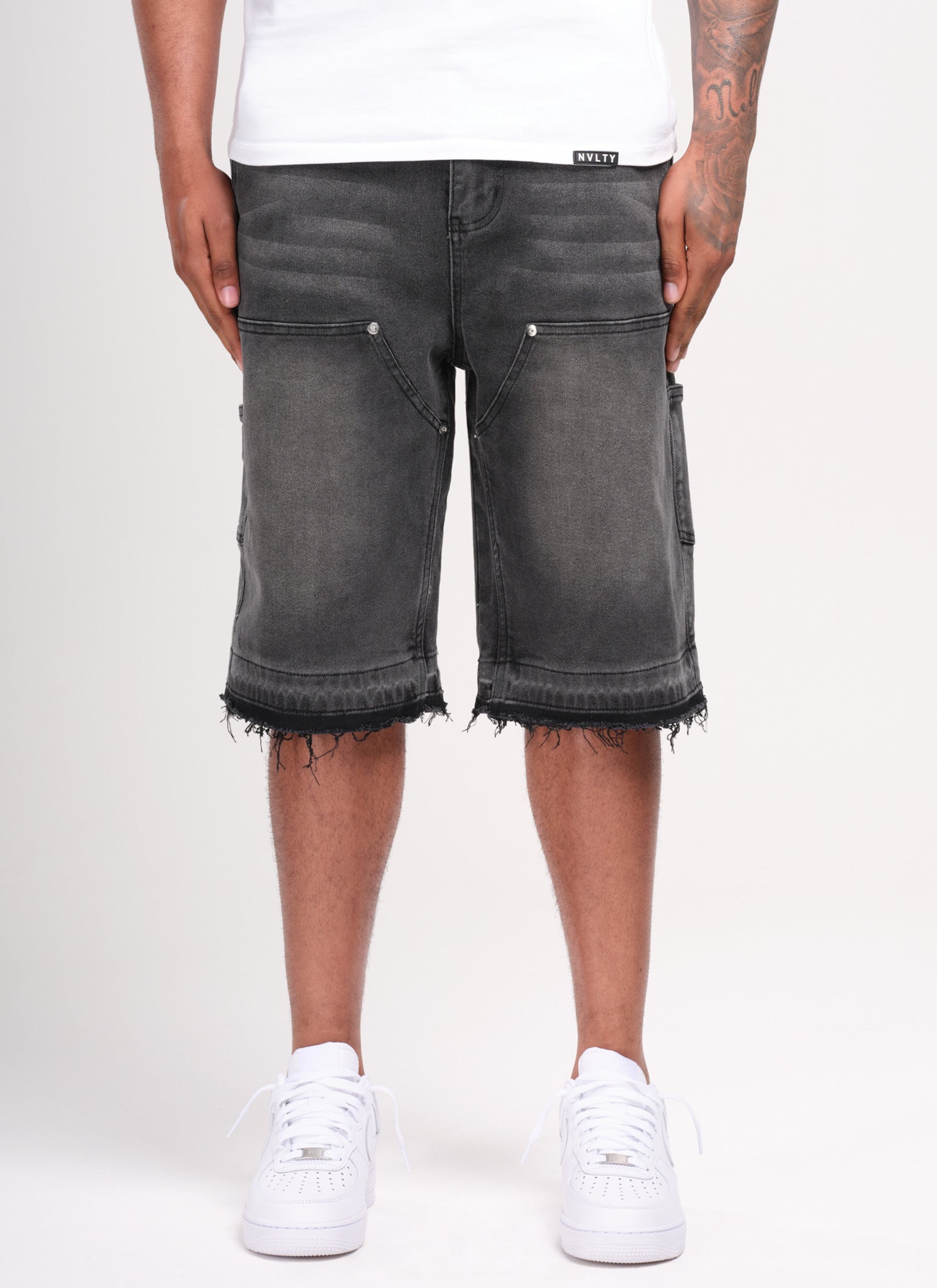 Vintage Carpenter Denim Shorts - Schwarz