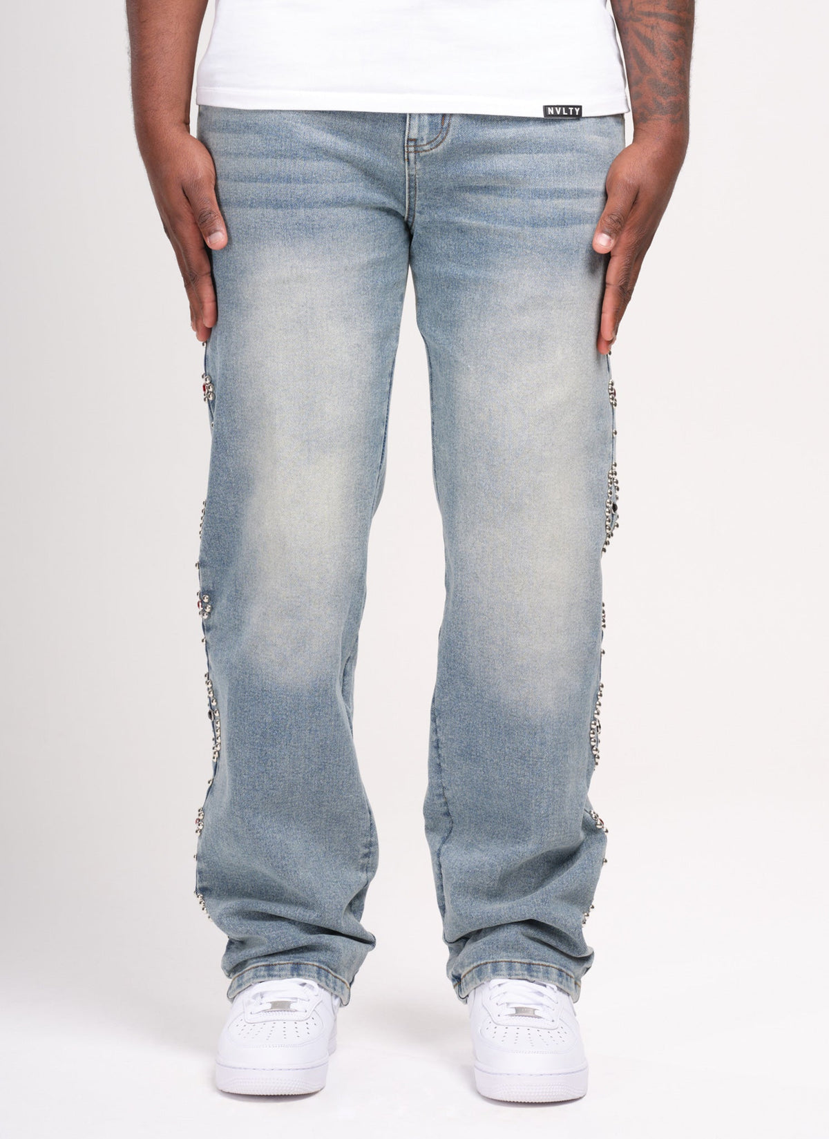 Vintage Jeans mit Nieten - Blau
