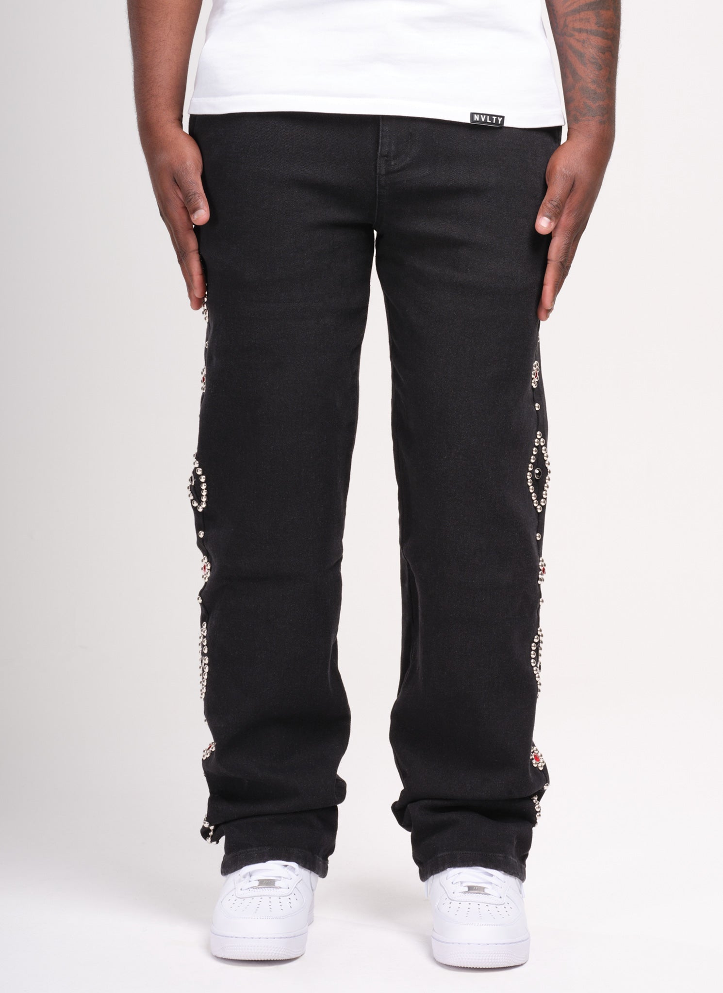 Vintage Studded Jeans - Black