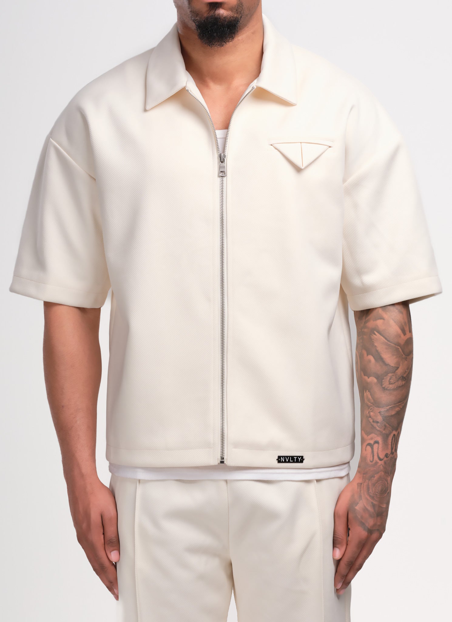 Twill Pocket Square Shirt - Ivory