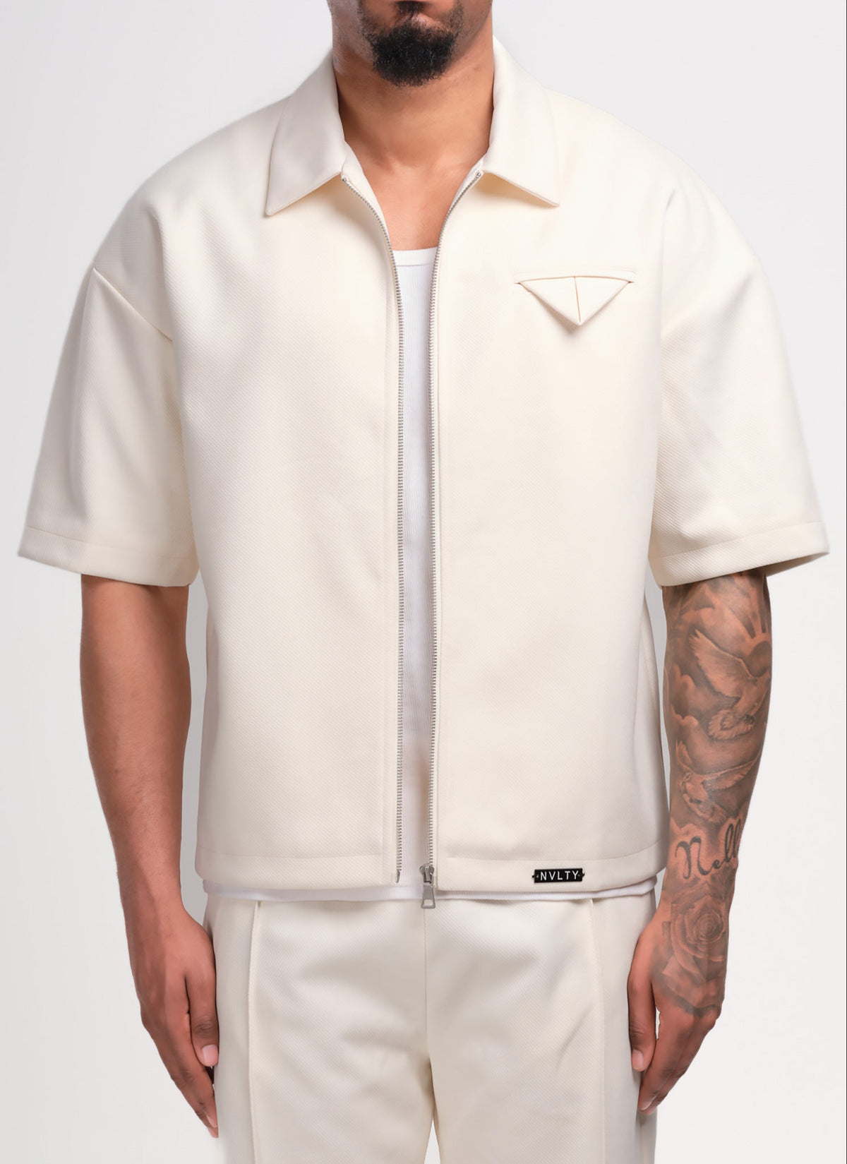 Twill Pocket Square Shirt - Ivory