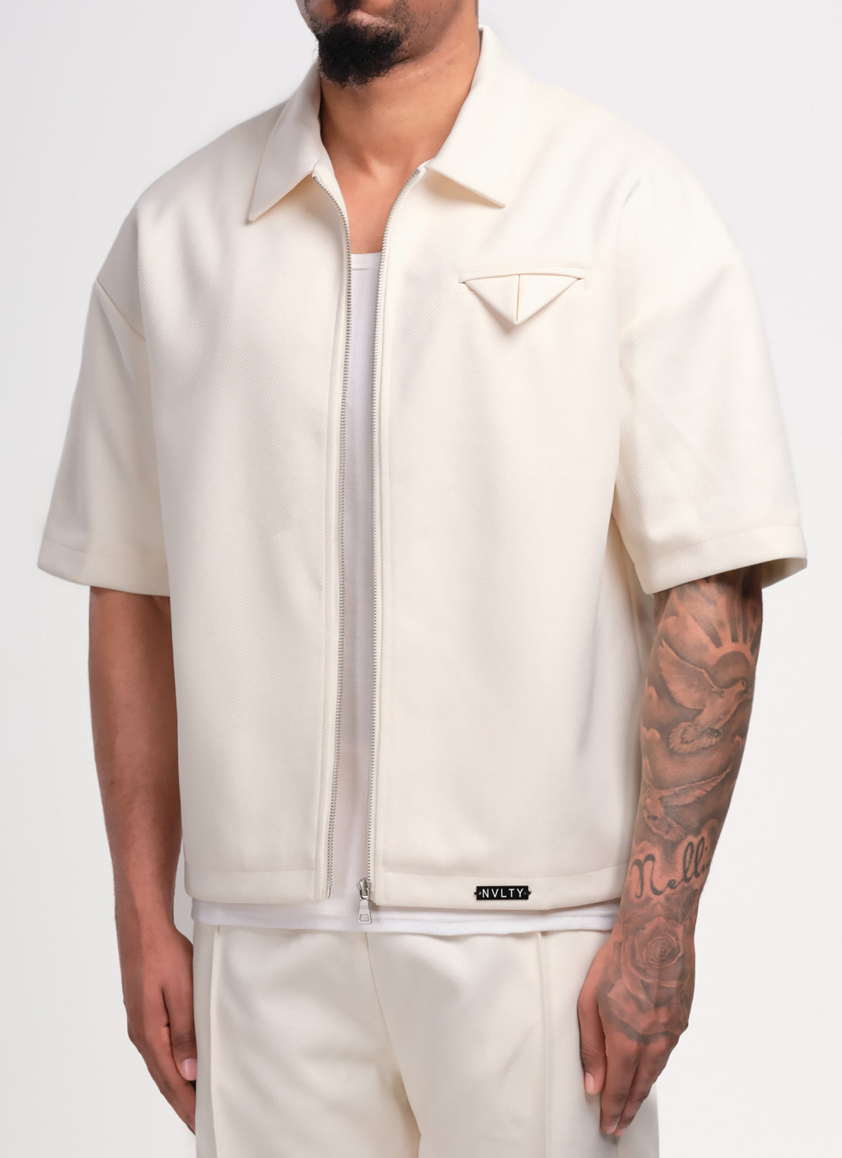 Twill Pocket Square Shirt - Ivory