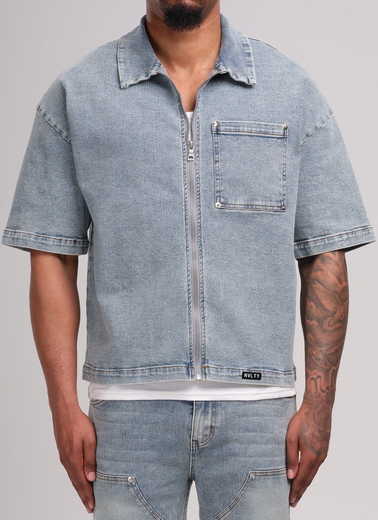 Vintage Rivet Denim Shirt - Blue