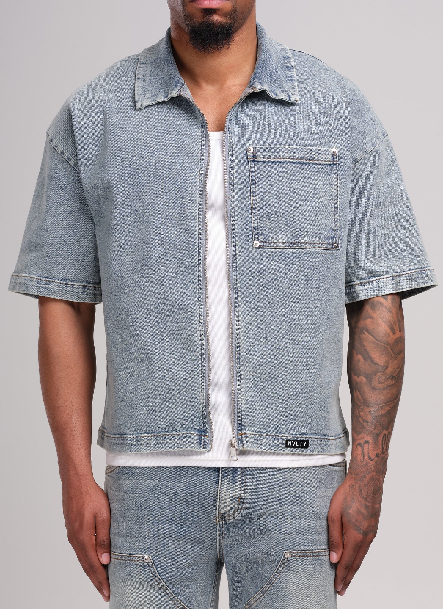 Vintage Rivet Denim Shirt - Blue