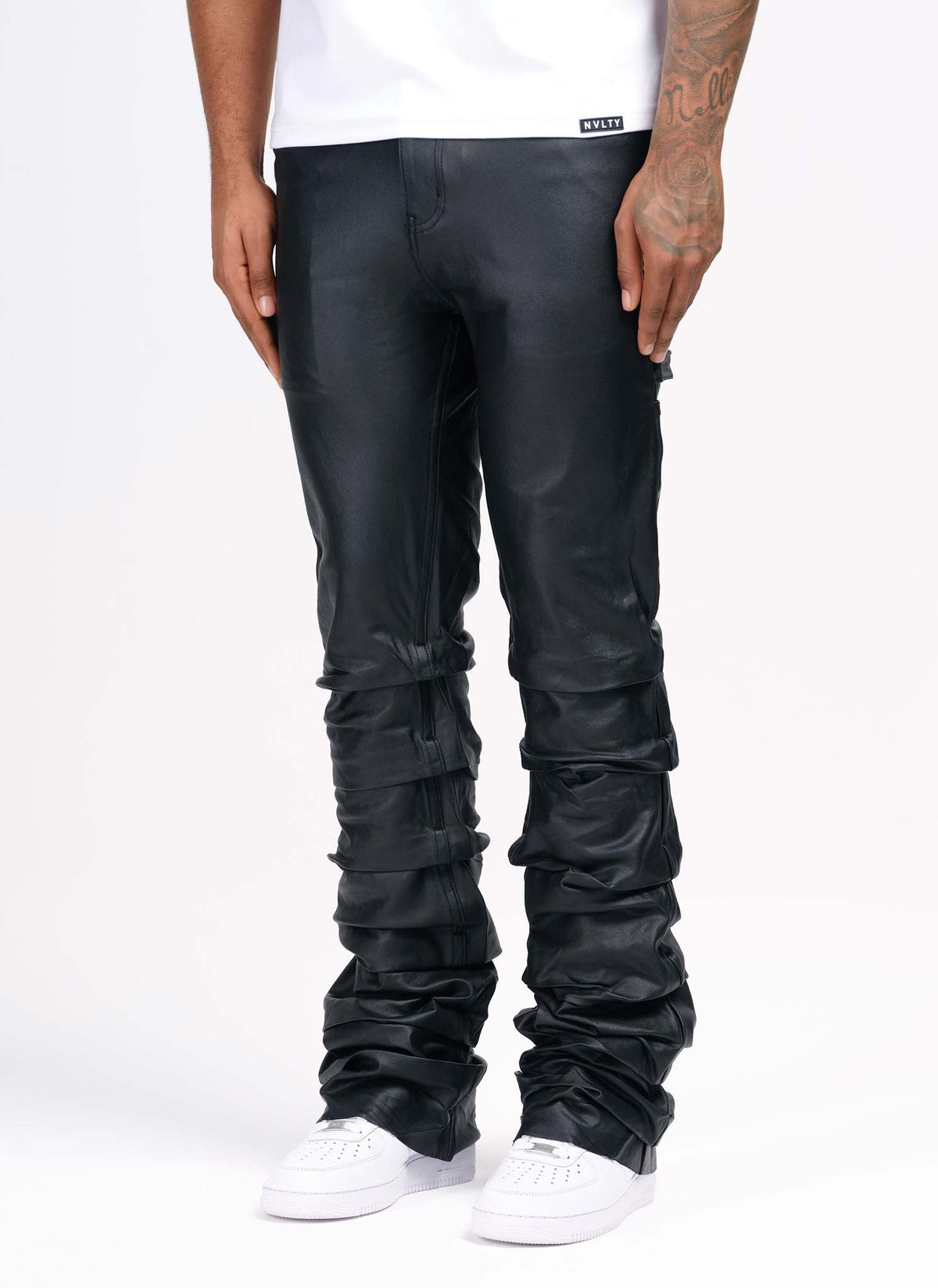 Vintage Flare Tacked Wax Jeans - Black