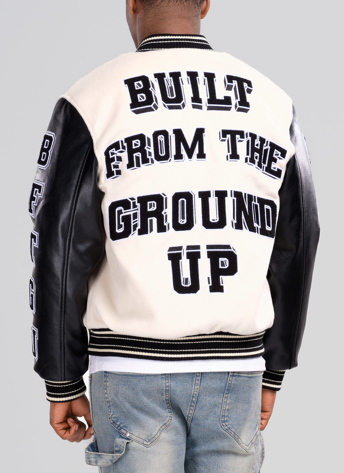 Built From The Ground Up Varsity Jacket - Ivory