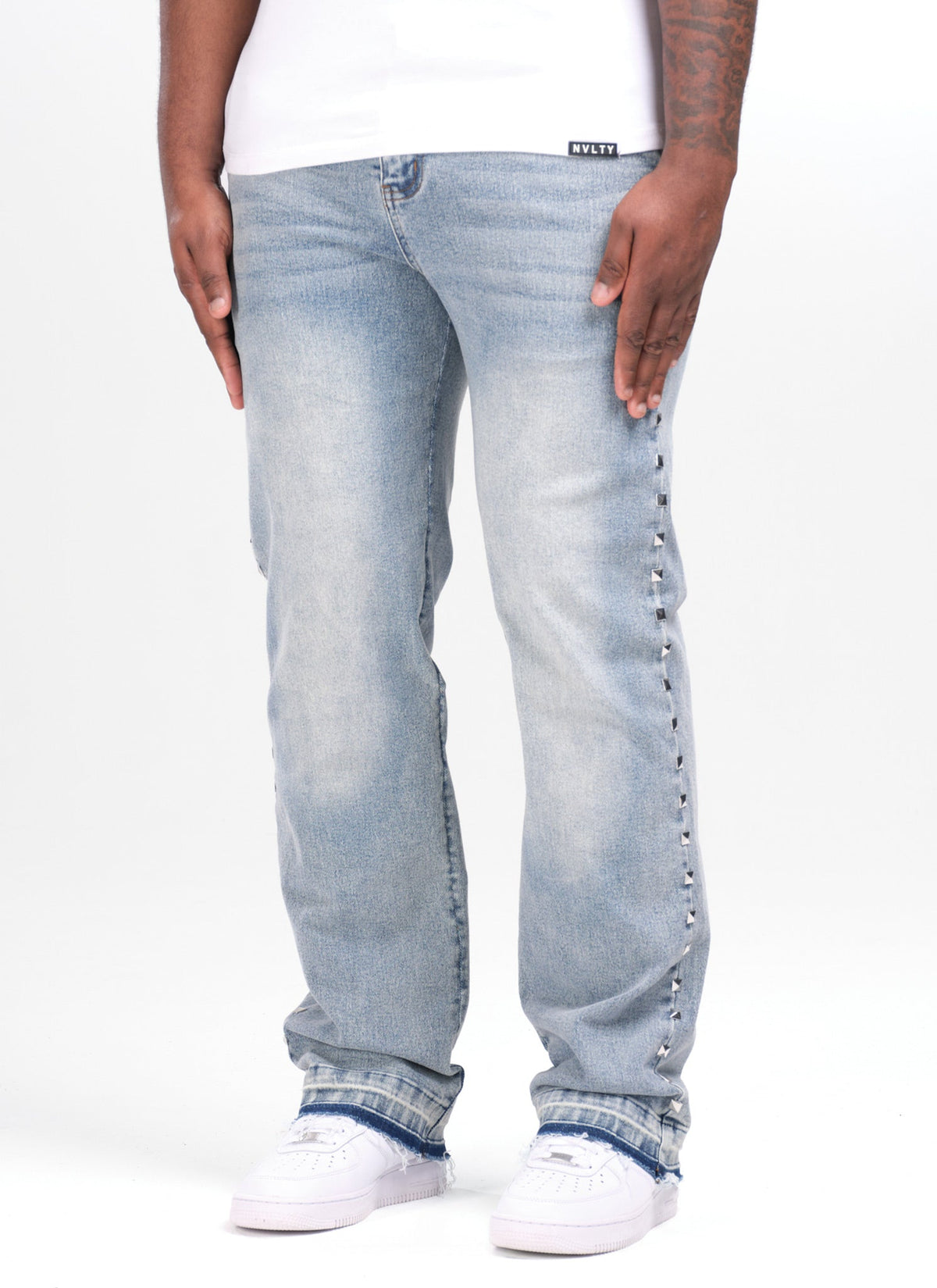 Vintage Pyramid Studded Jeans - Blue