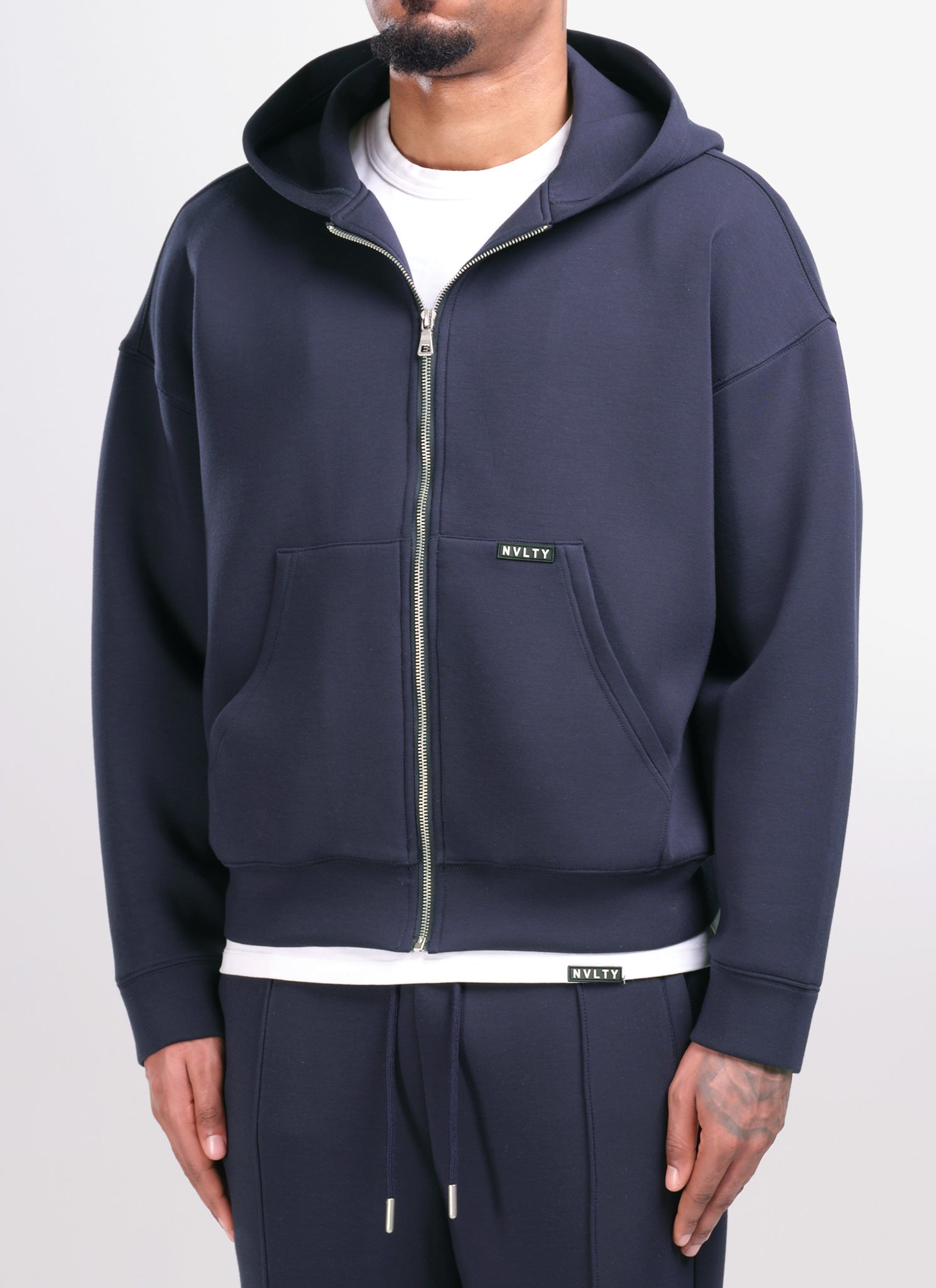 Scuba Structured Zip Hoodie - Navy