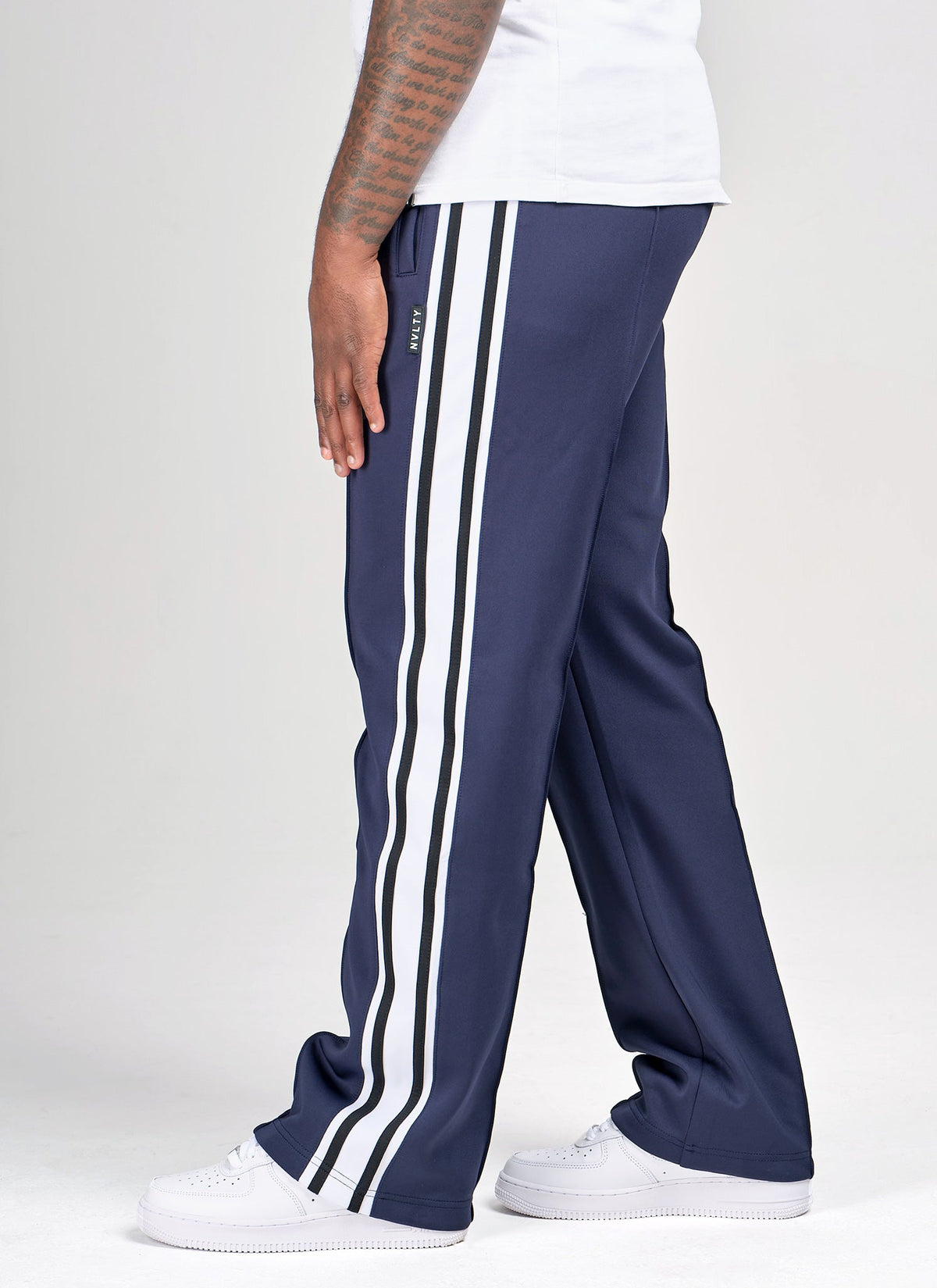 Panelled Luxe Track Pants - Navy