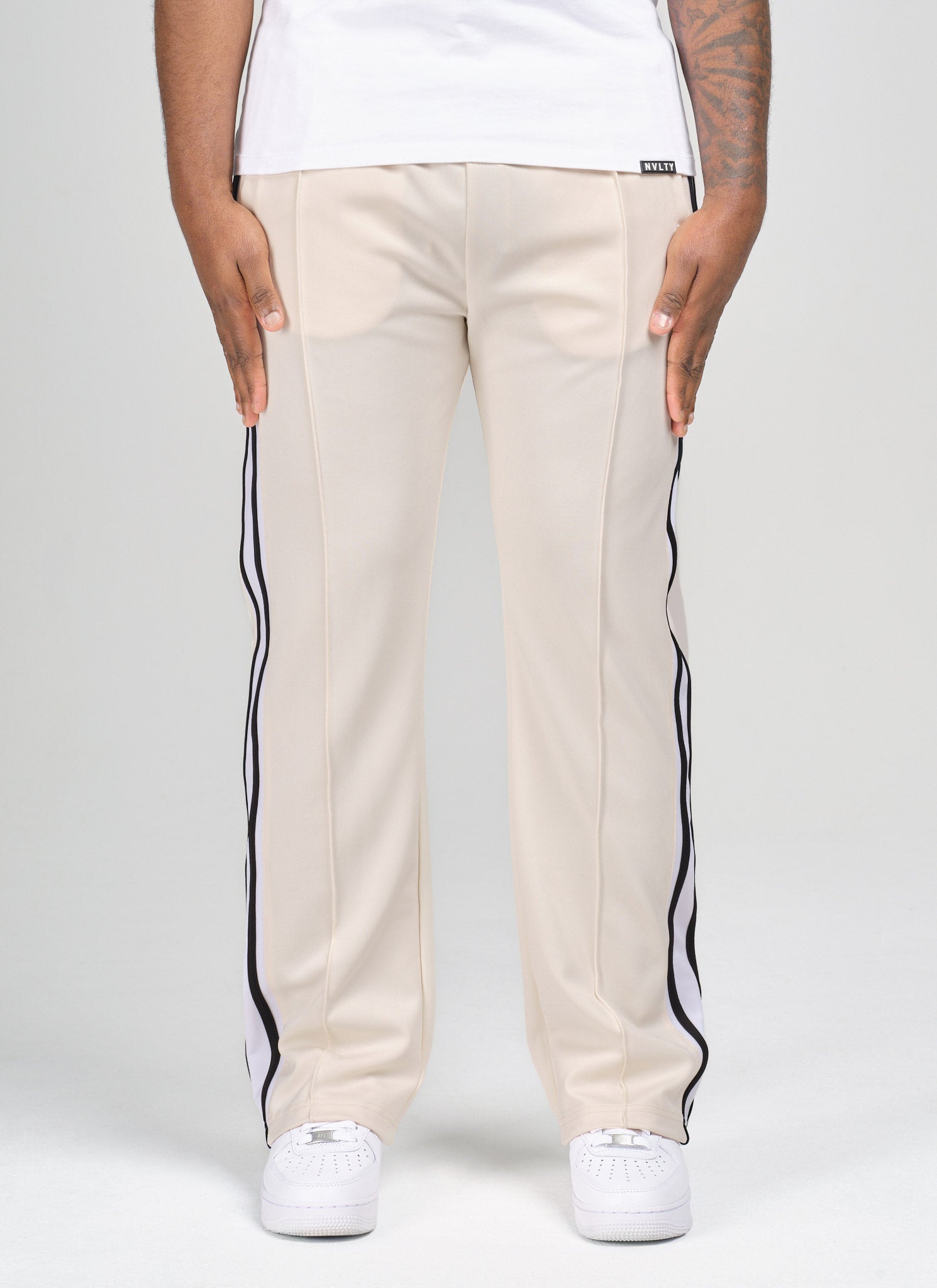 Panelled Luxe Track Pants - Ivory