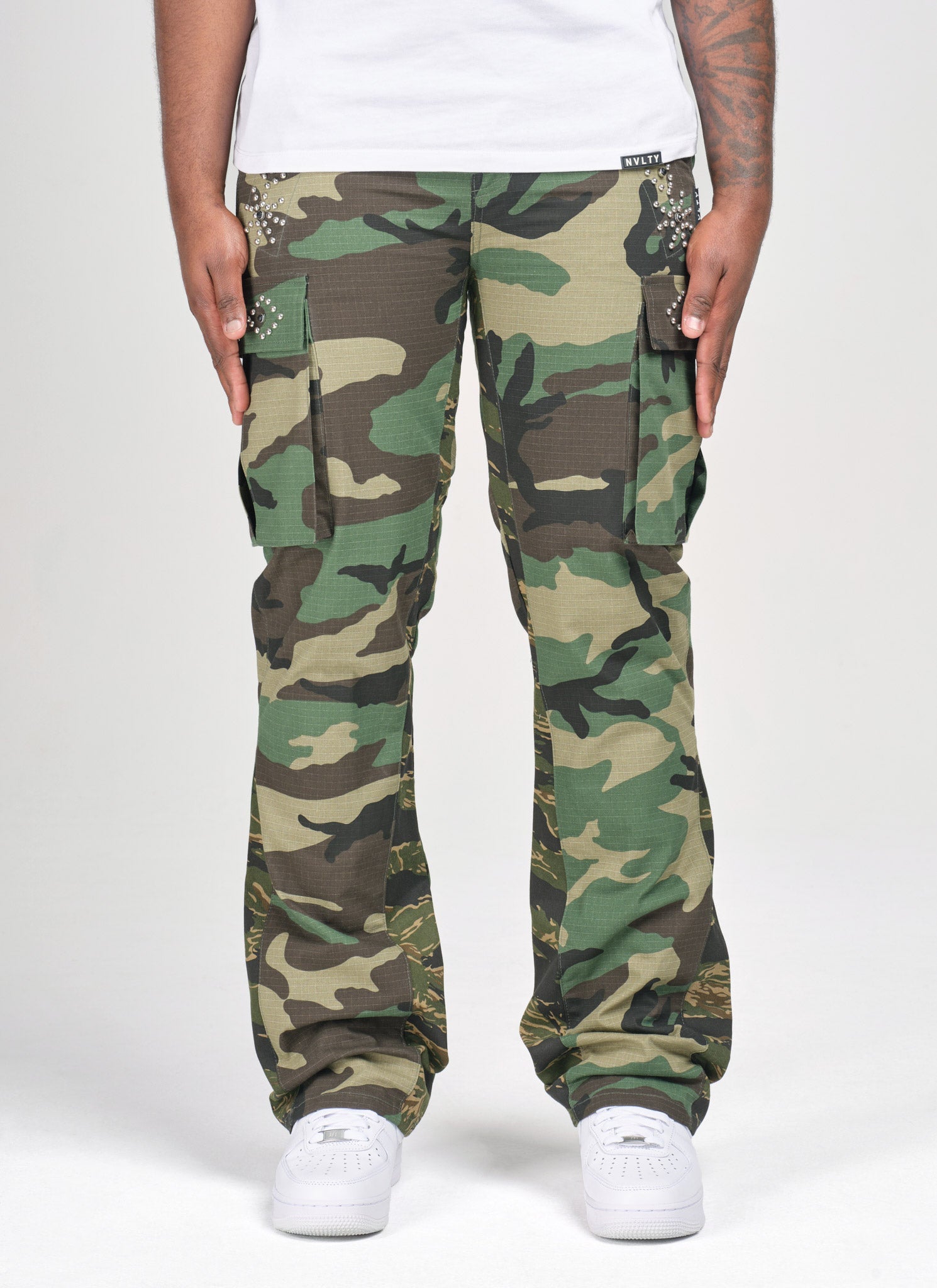Vintage Flare Studded Cargos - Camo