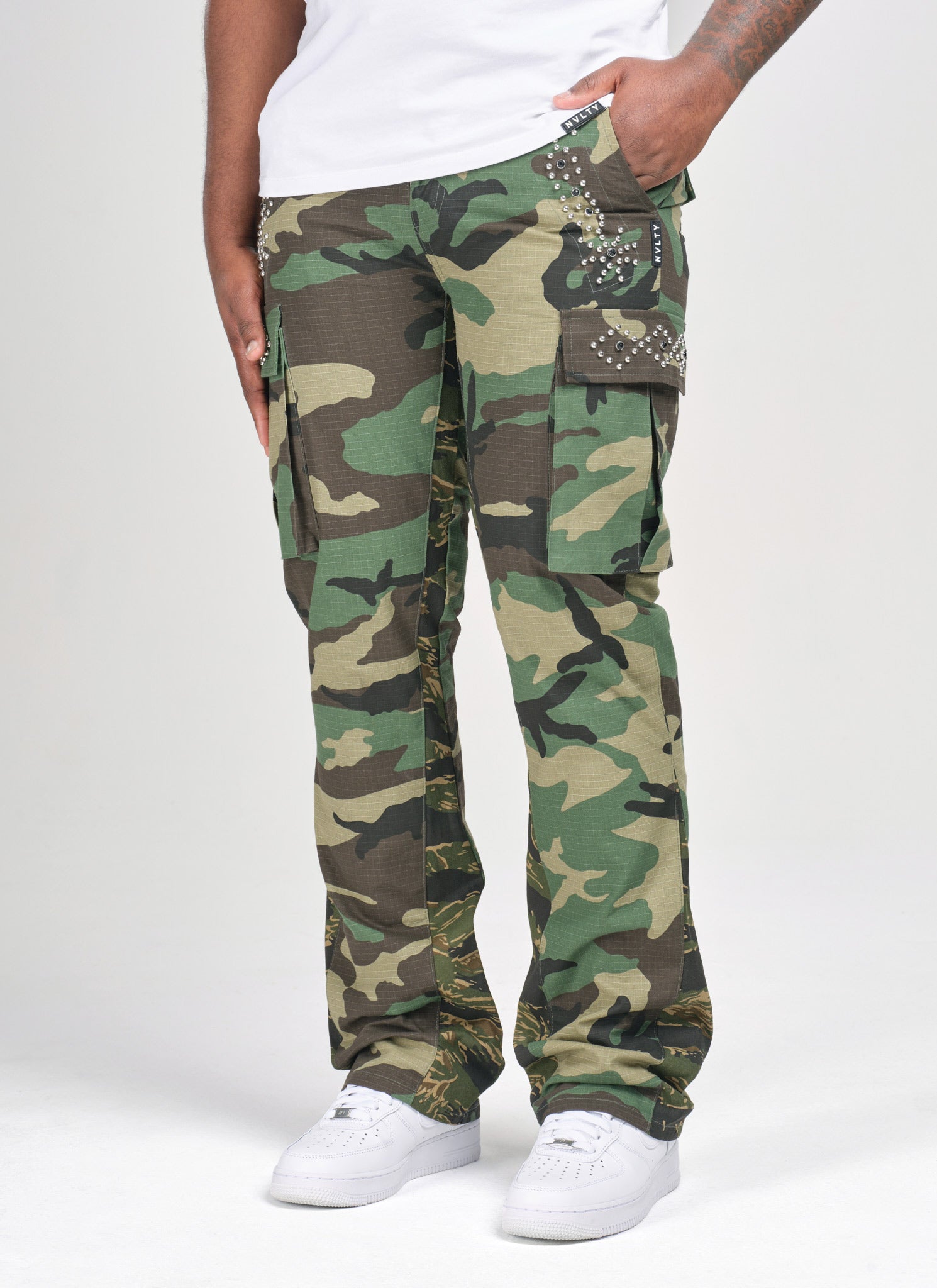 Vintage Flare Studded Cargos - Camo