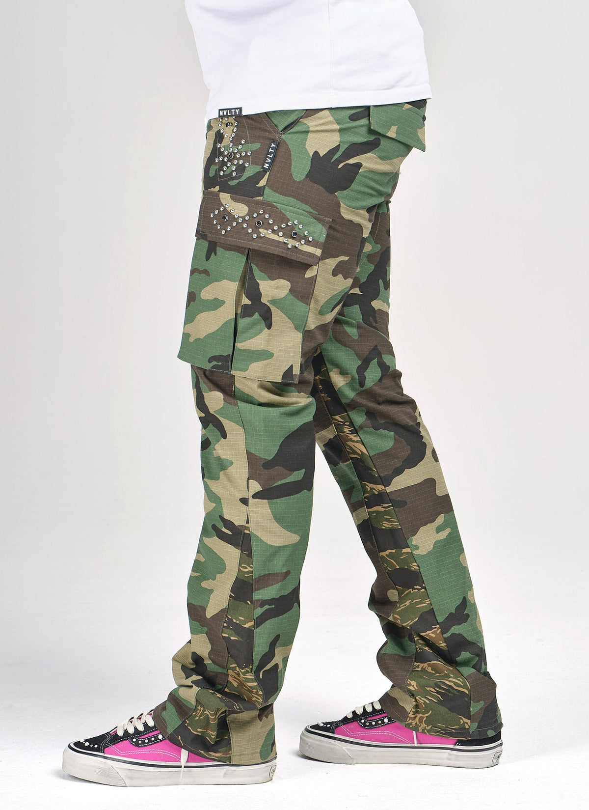 Vintage Flare Studded Cargos - Camo