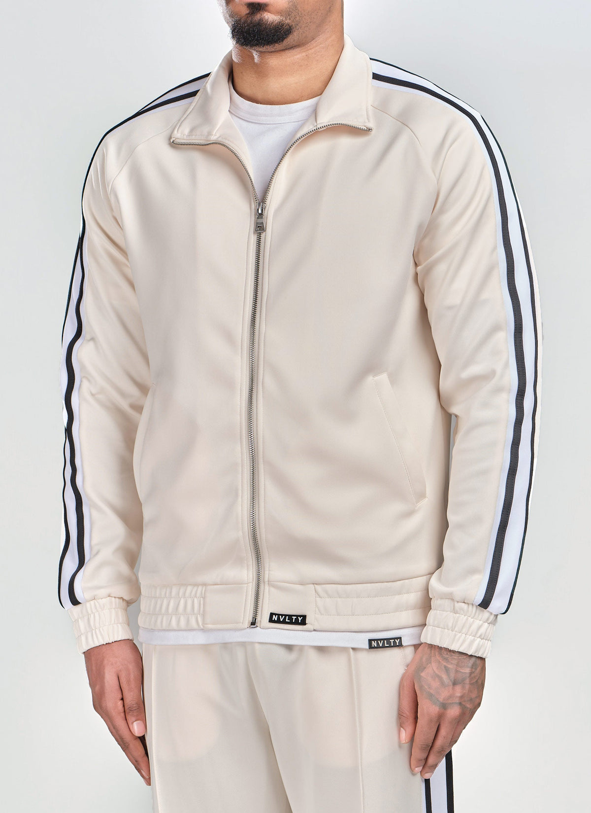 Panelled Luxe Track Jacket - Ivory