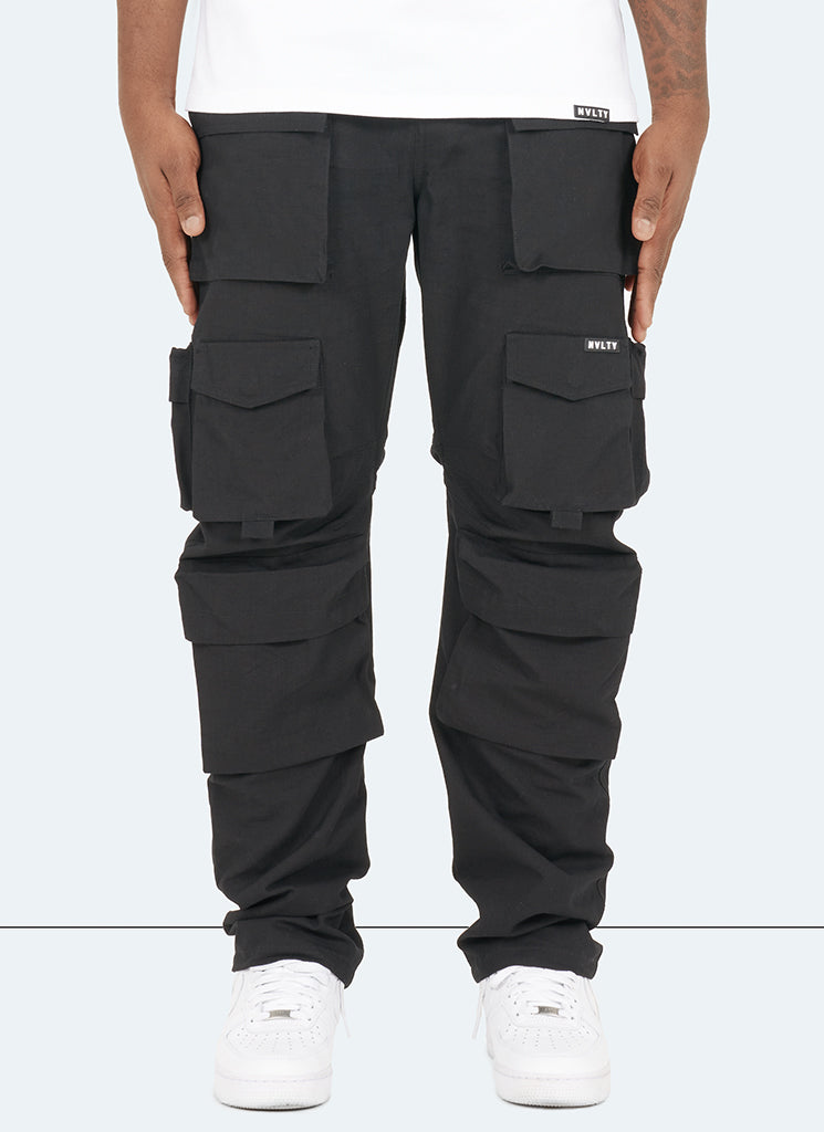 Pantalon cargo vintage à 8 poches - Noir