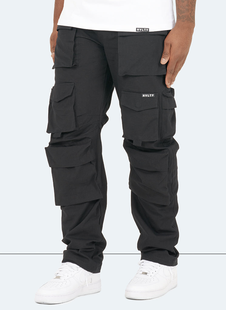 Pantalon cargo vintage à 8 poches - Noir