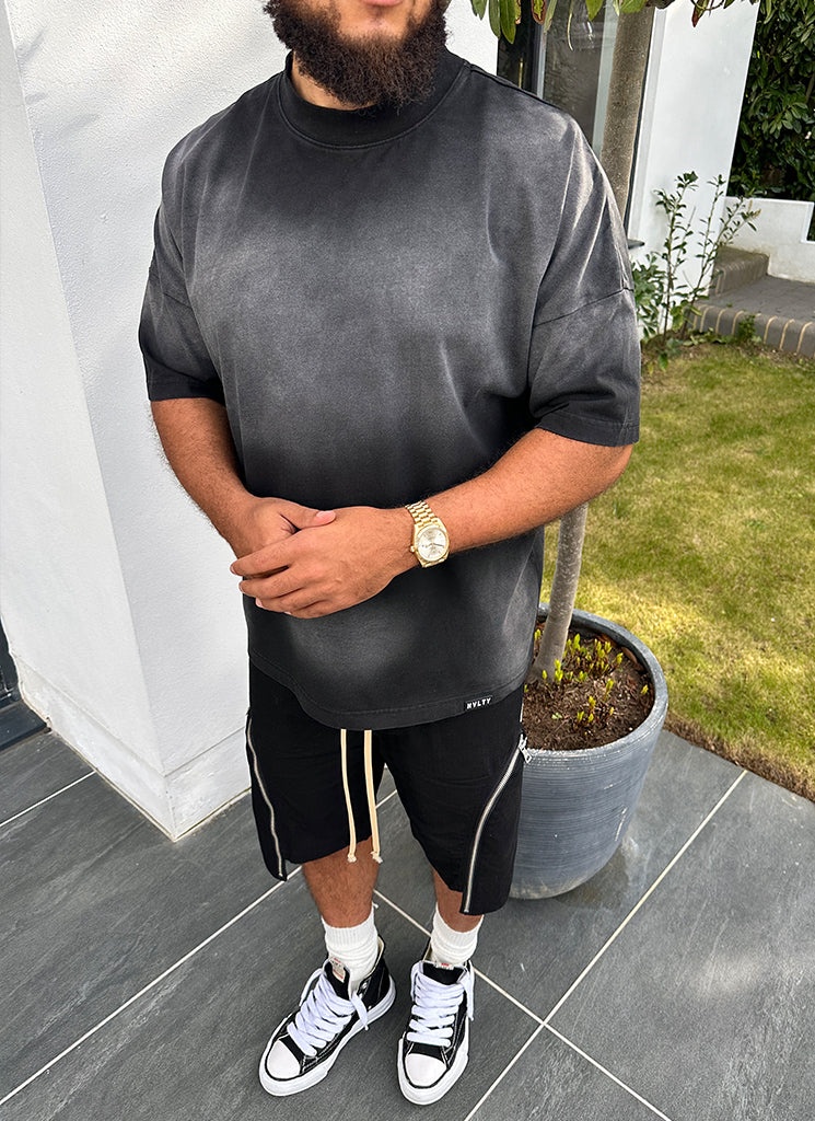 Short cargo vintage à fermeture éclair - Noir