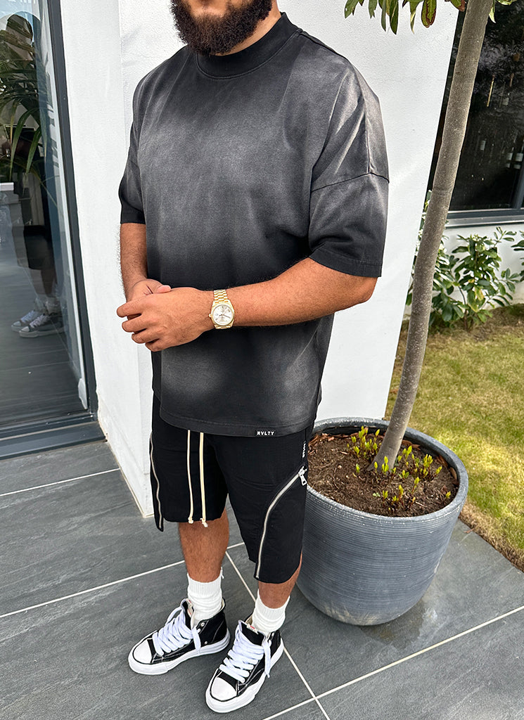 Short cargo vintage à fermeture éclair - Noir